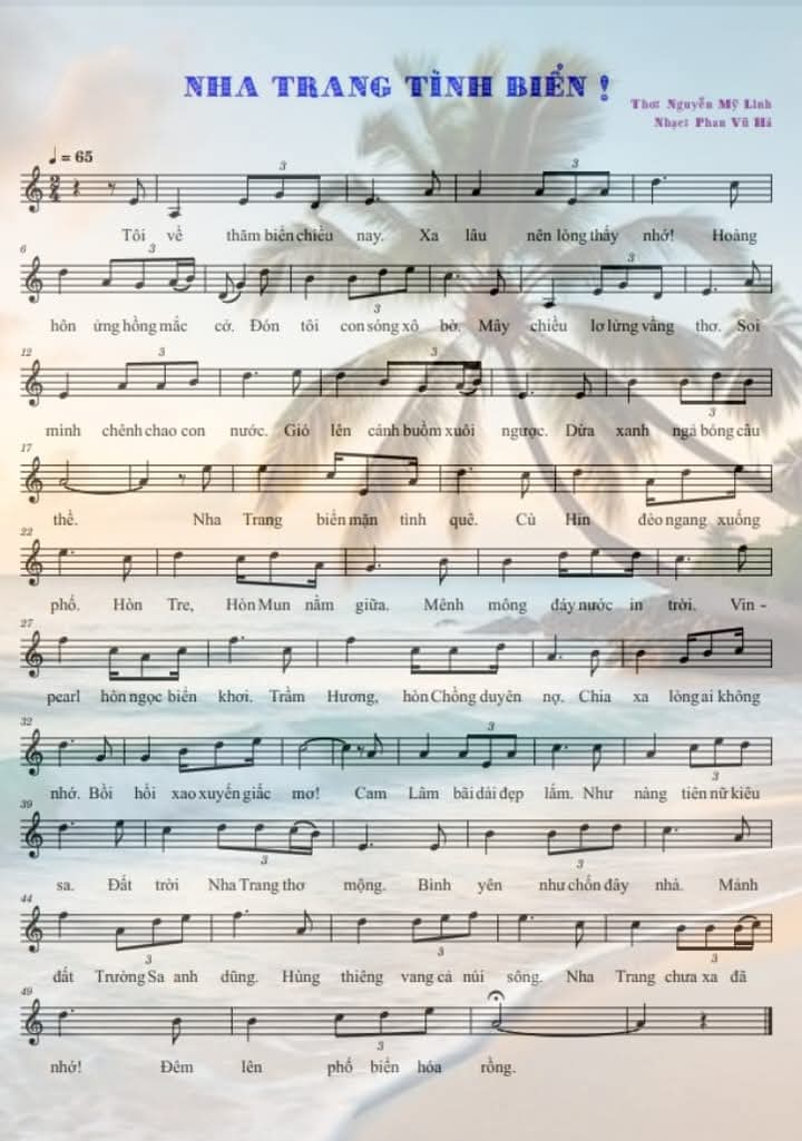 Sheet nhạc Nha Trang tình biển - Trang 1