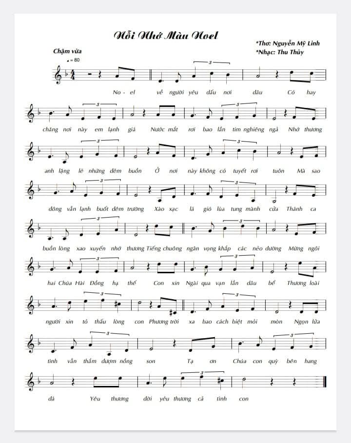 Sheet nhạc Nỗi nhớ màu Noel - Trang 1
