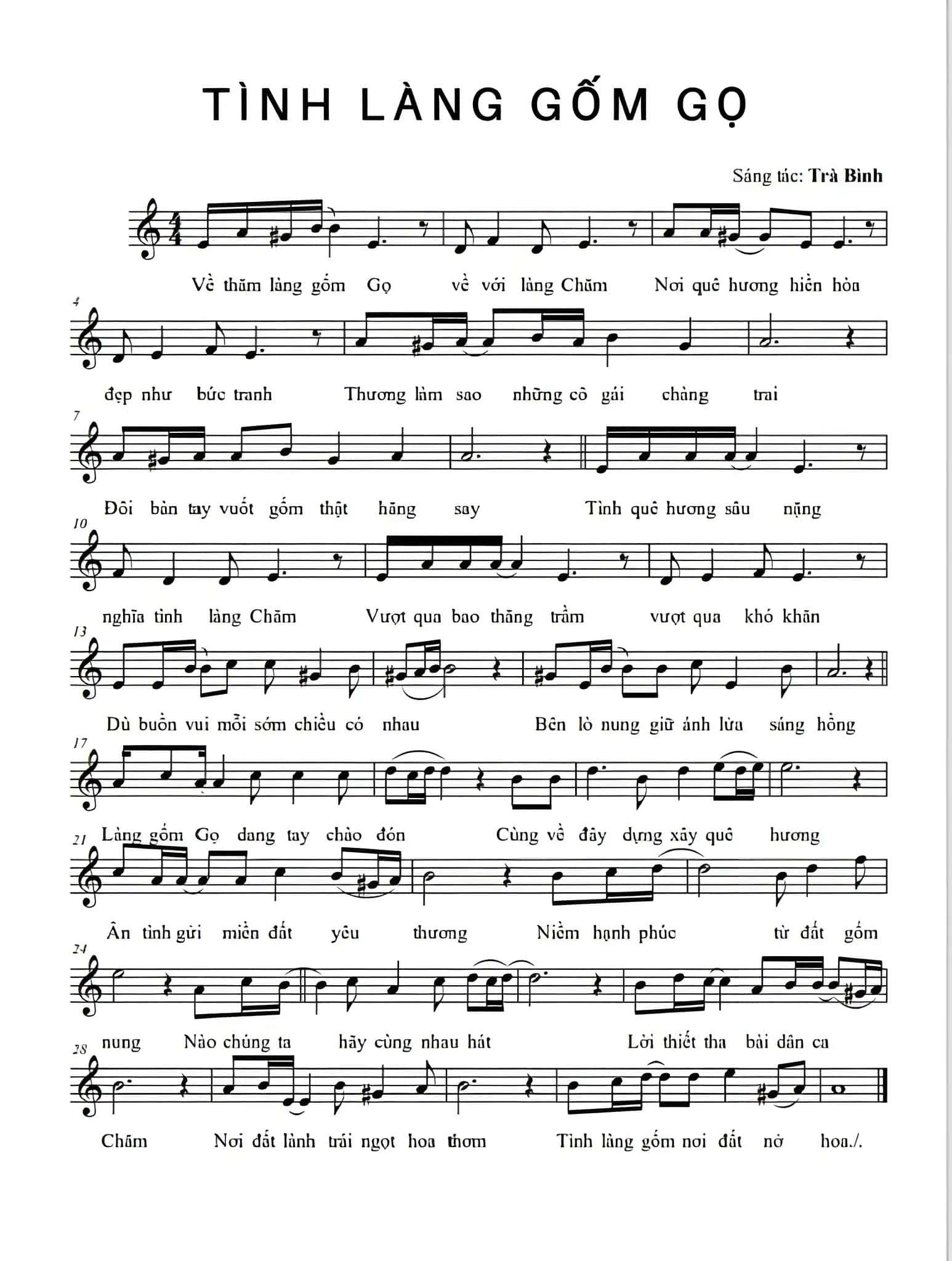 Sheet nhạc Tình làng gốm Gọ - Trang 1