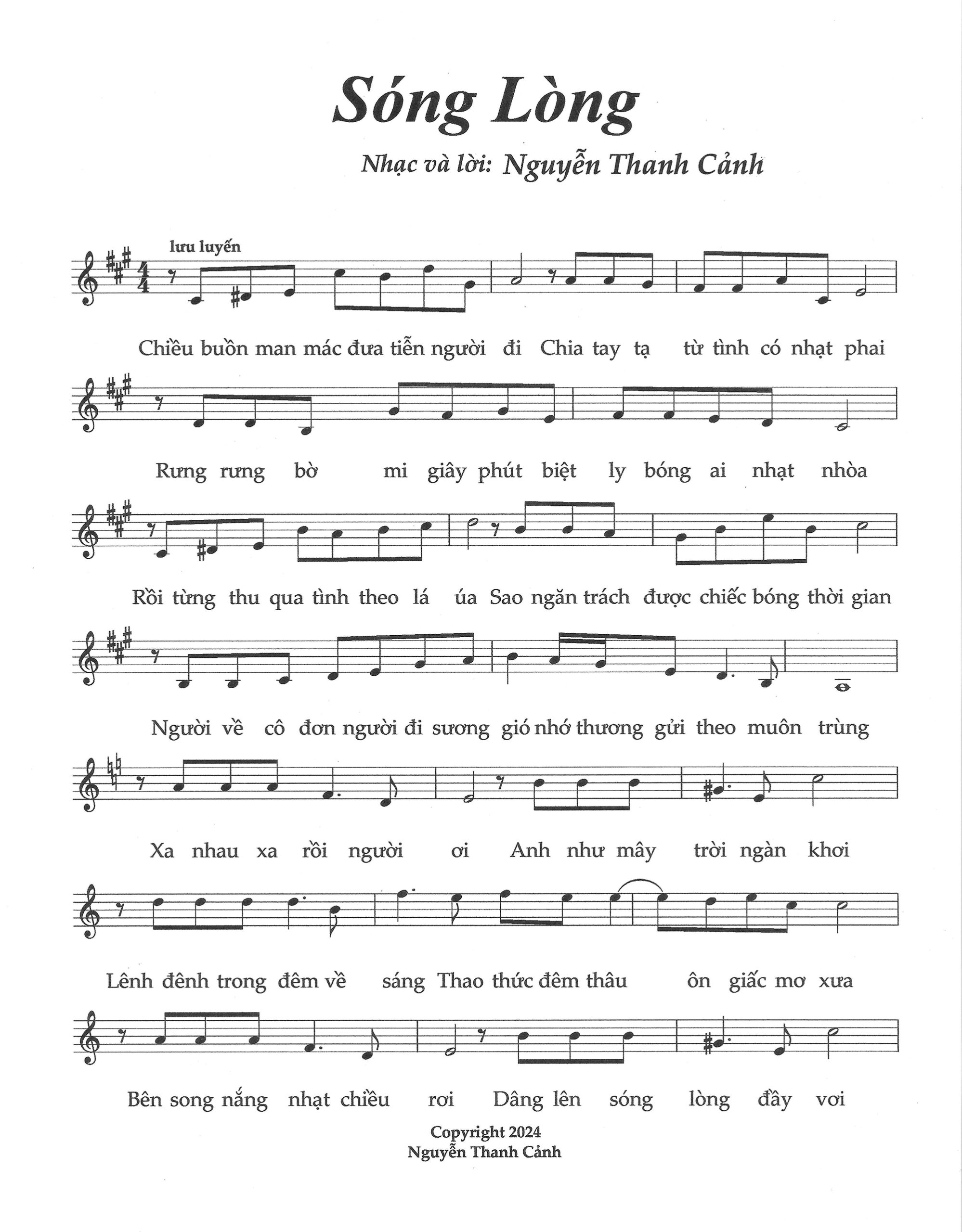 Sheet nhạc Sóng lòng - Trang 1
