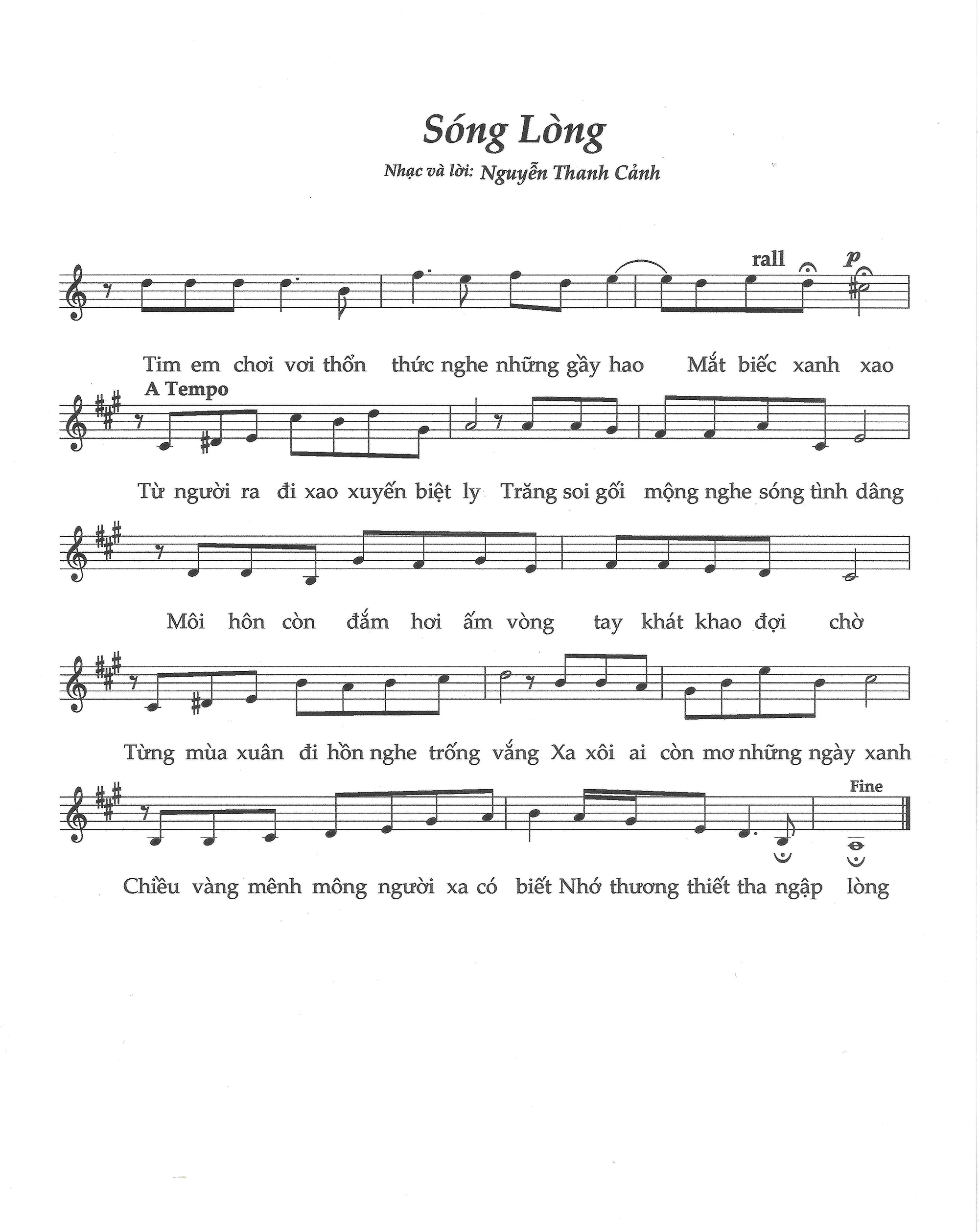 Sheet nhạc Sóng lòng - Trang 2