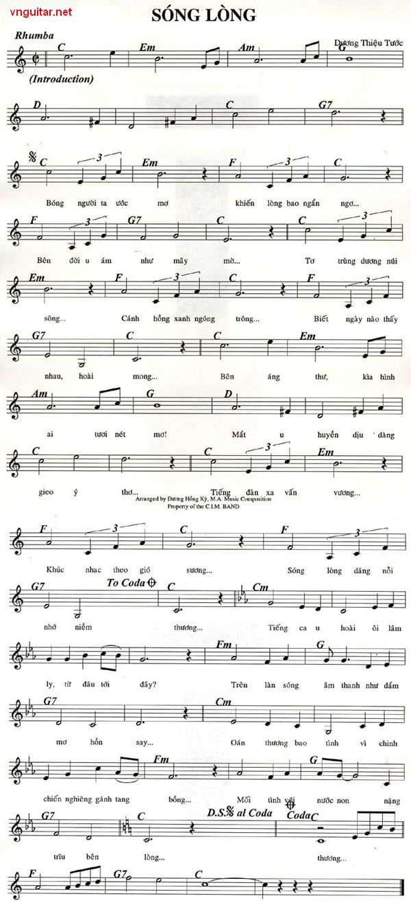 Sheet nhạc Sóng lòng - Trang 1