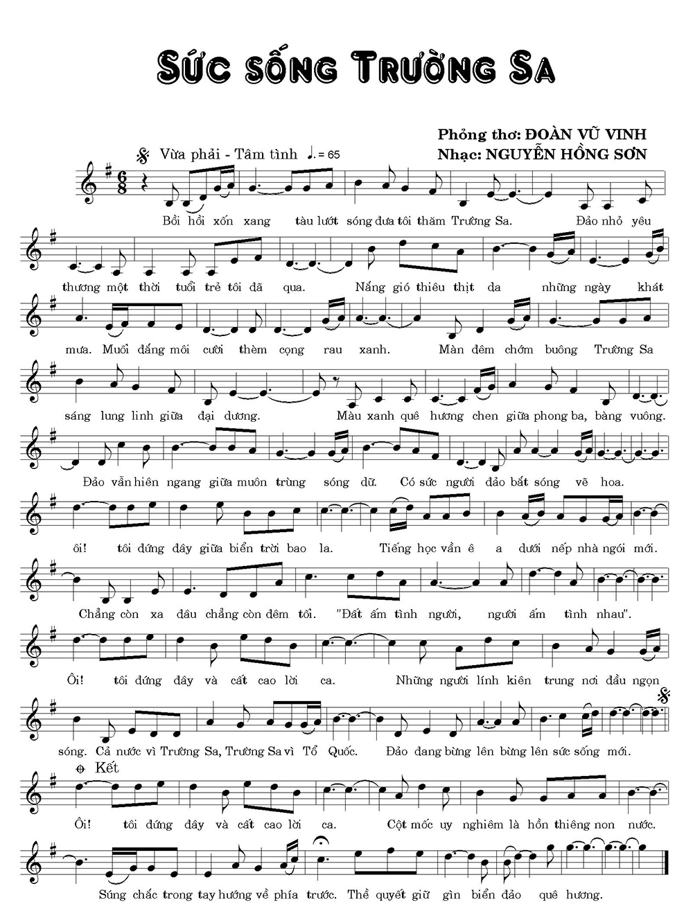 Sheet nhạc Sức sống Trường Sa - Trang 1