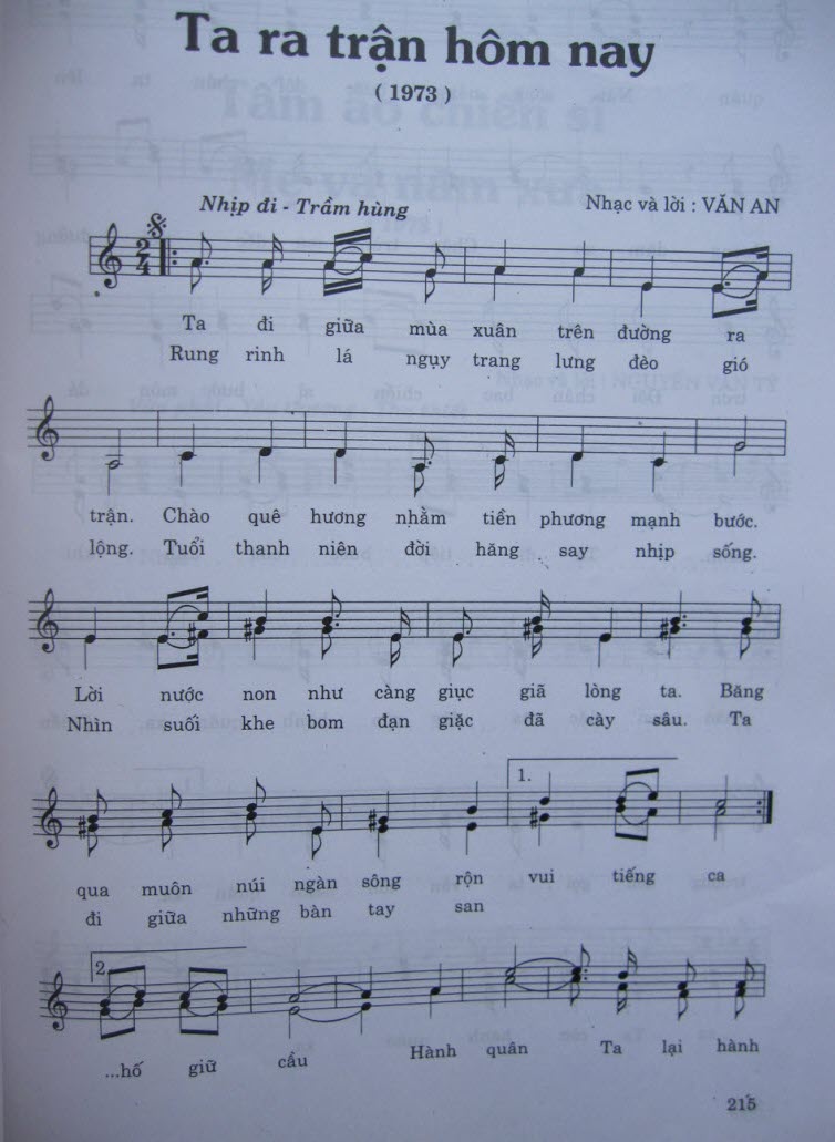 Sheet nhạc Ta ra trận hôm nay - Trang 1