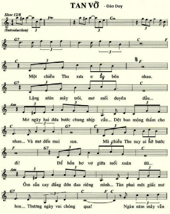 Sheet nhạc Tan vỡ - Trang 1