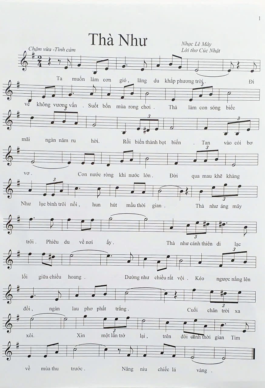 Sheet nhạc Thà như - Trang 1