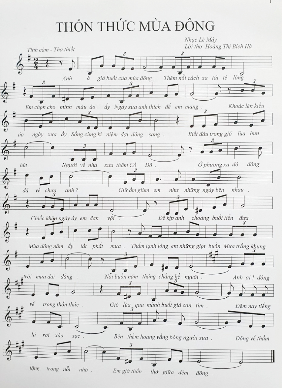 Sheet nhạc Thổn thức mùa đông - Trang 1
