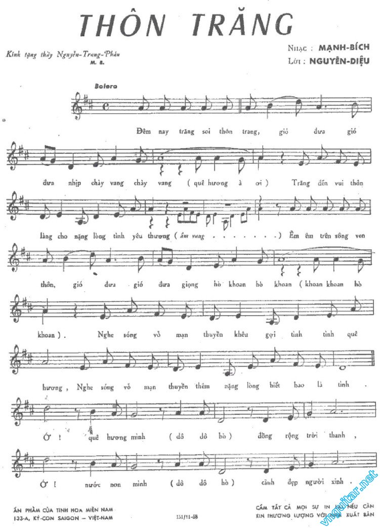 Sheet nhạc Thôn trăng - Trang 1
