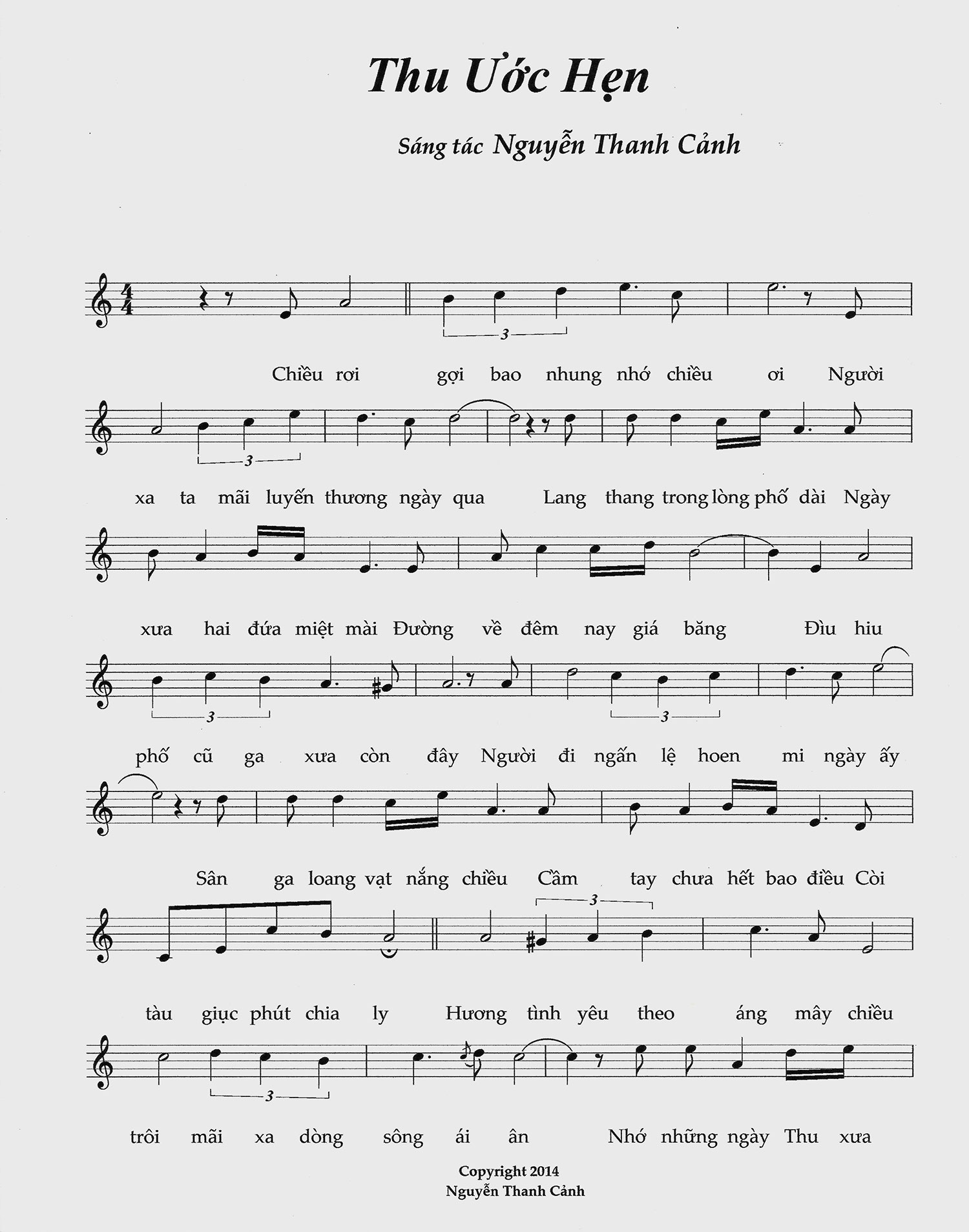 Sheet nhạc Thu ước hẹn - Trang 1