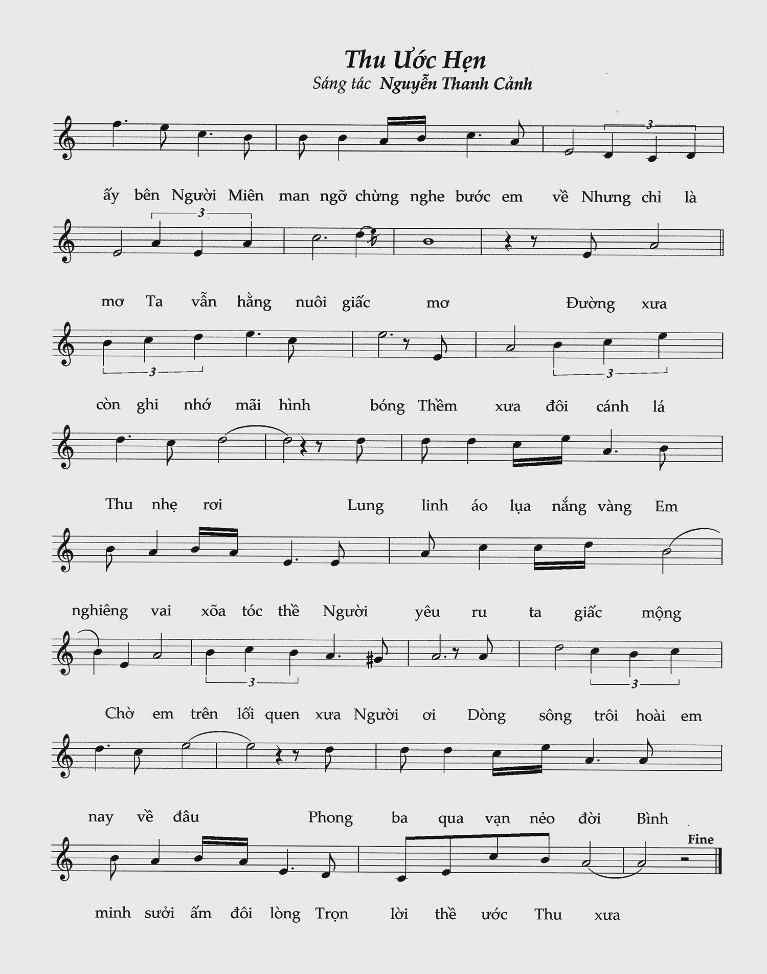 Sheet nhạc Thu ước hẹn - Trang 2