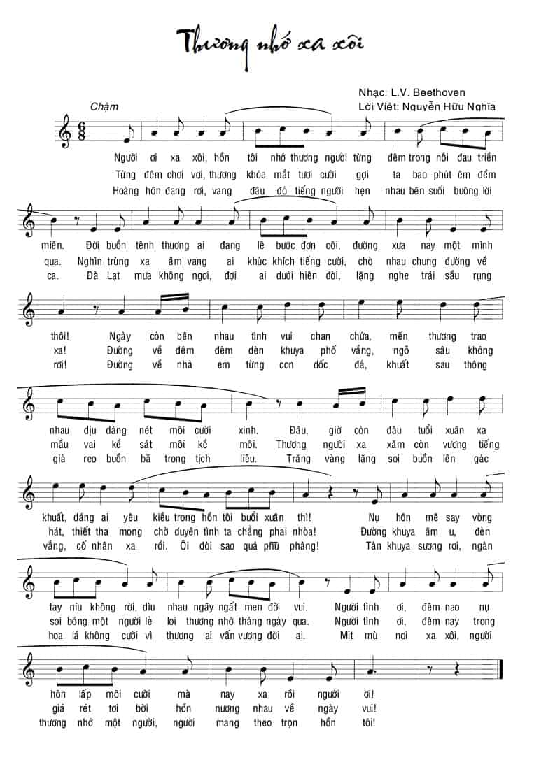 Sheet nhạc Thương nhớ xa xôi - Trang 1