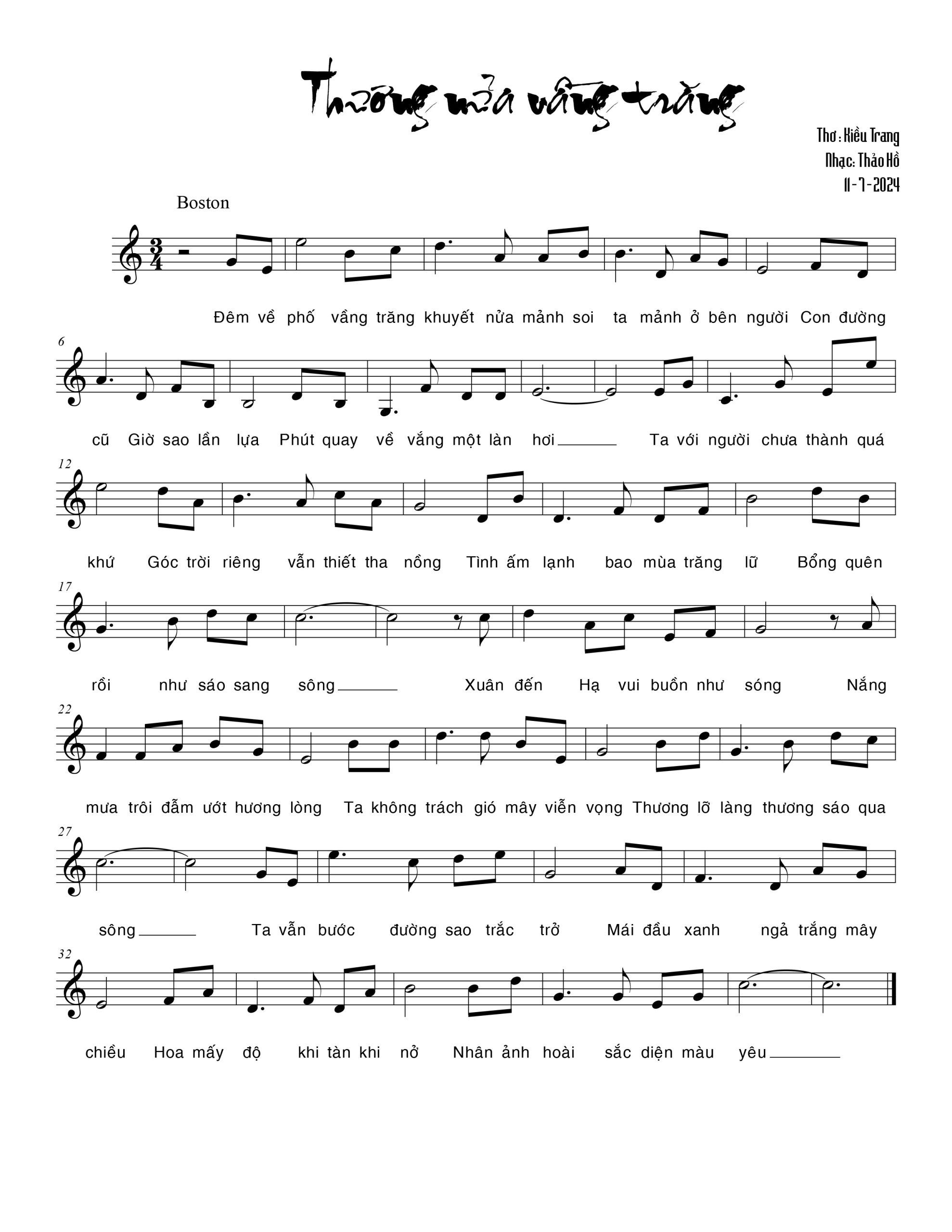 Sheet nhạc Thương nửa vầng trăng - Trang 1