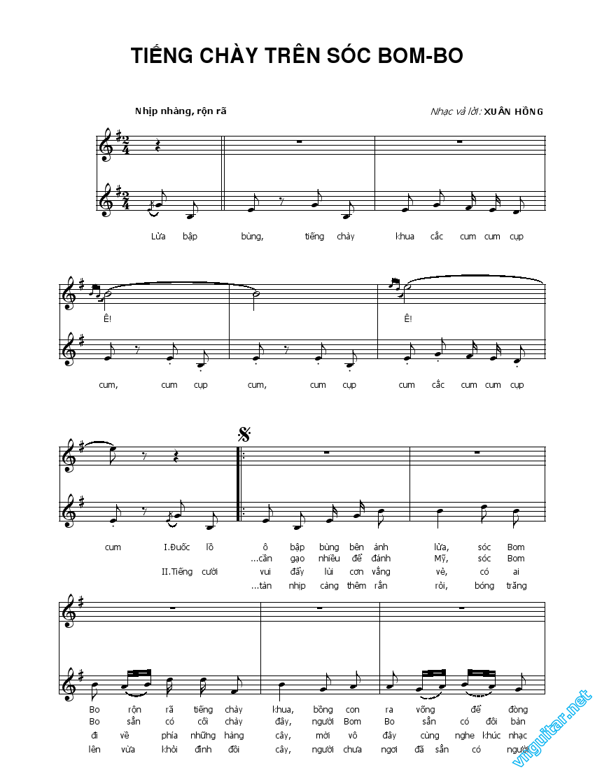 Sheet nhạc Tiếng chày trên Sóc Bom Bo - Trang 1