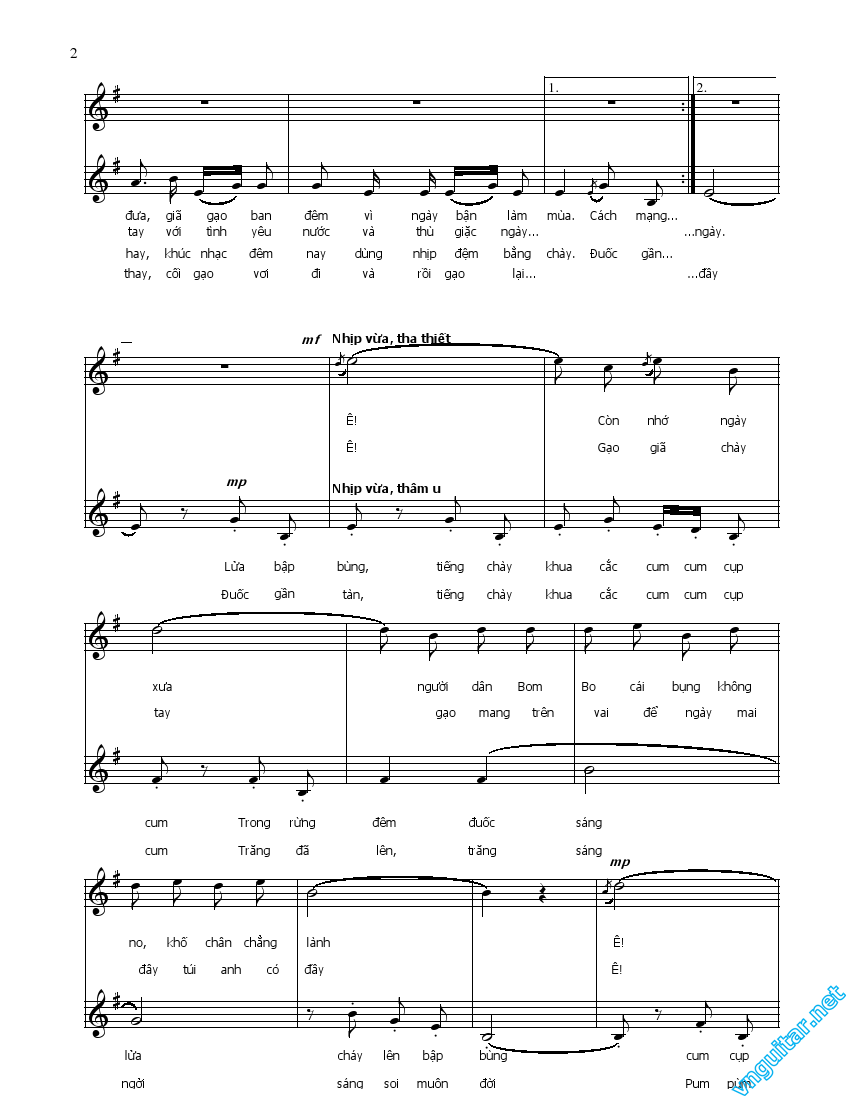 Sheet nhạc Tiếng chày trên Sóc Bom Bo - Trang 2