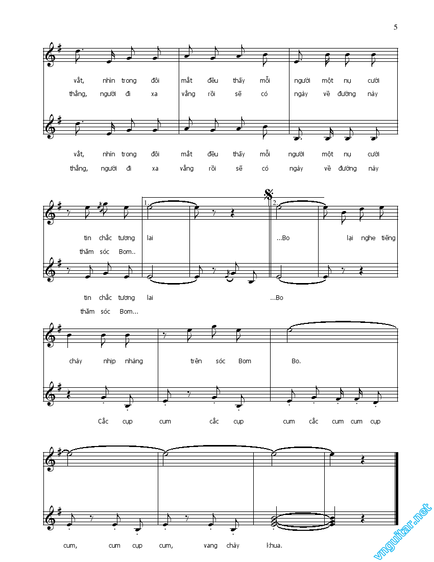 Sheet nhạc Tiếng chày trên Sóc Bom Bo - Trang 5