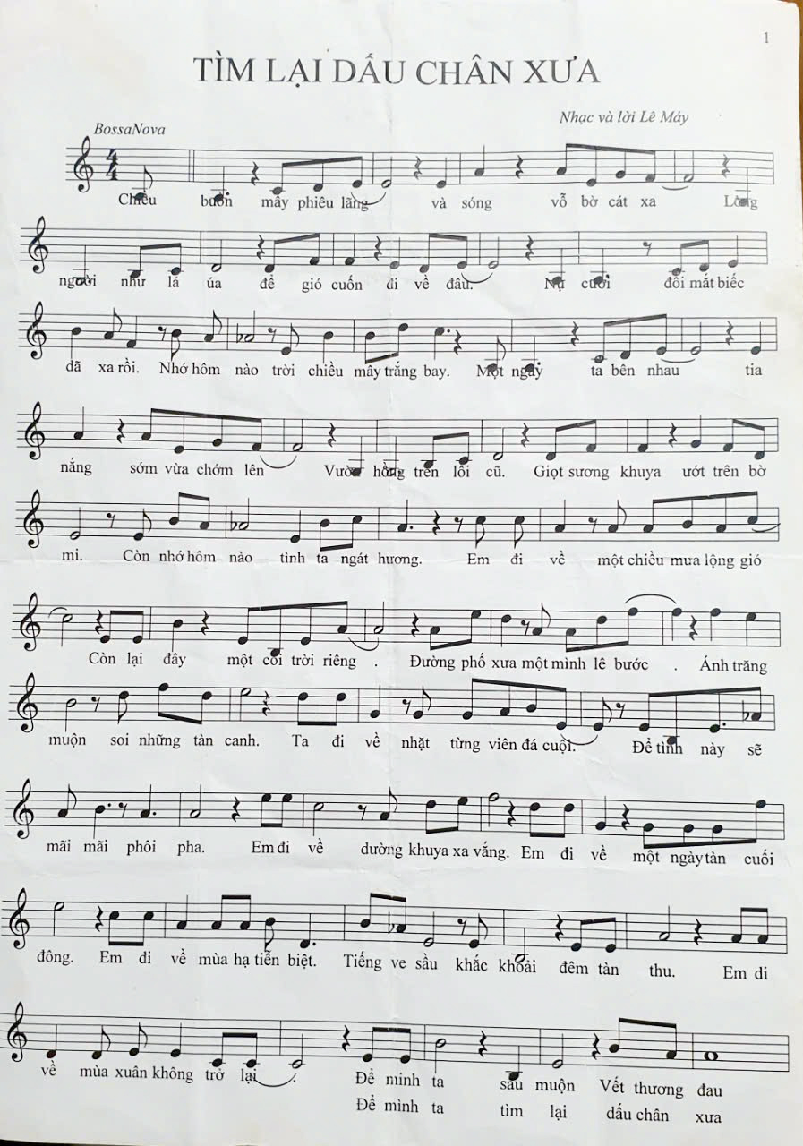 Sheet nhạc Tìm lại dấu chân xưa - Trang 1