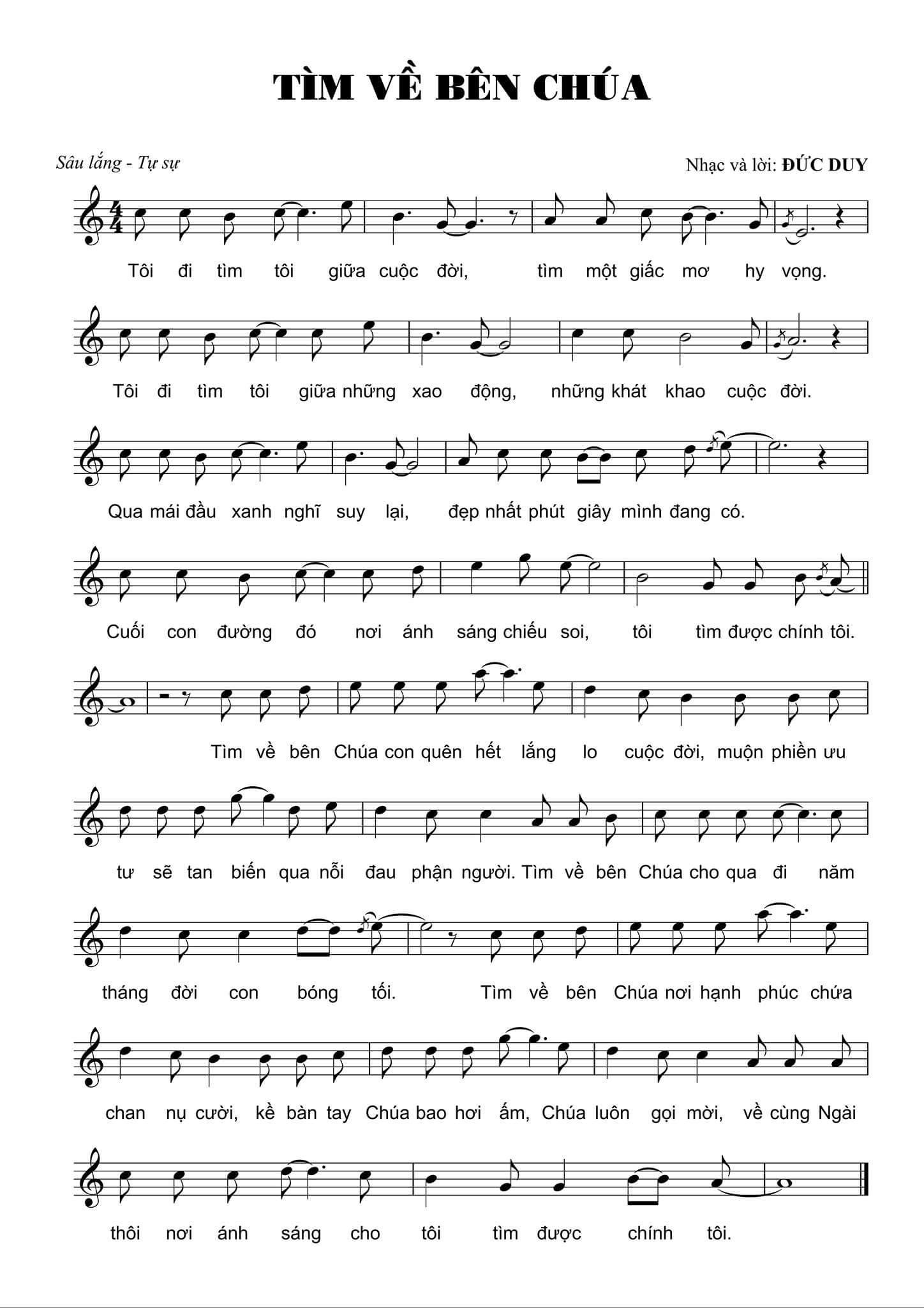 Sheet nhạc Tìm về bên Chúa - Trang 1