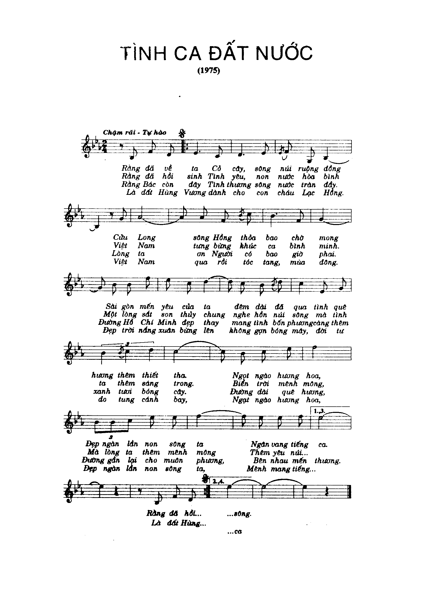 Sheet nhạc Tình ca đất nước - Trang 1