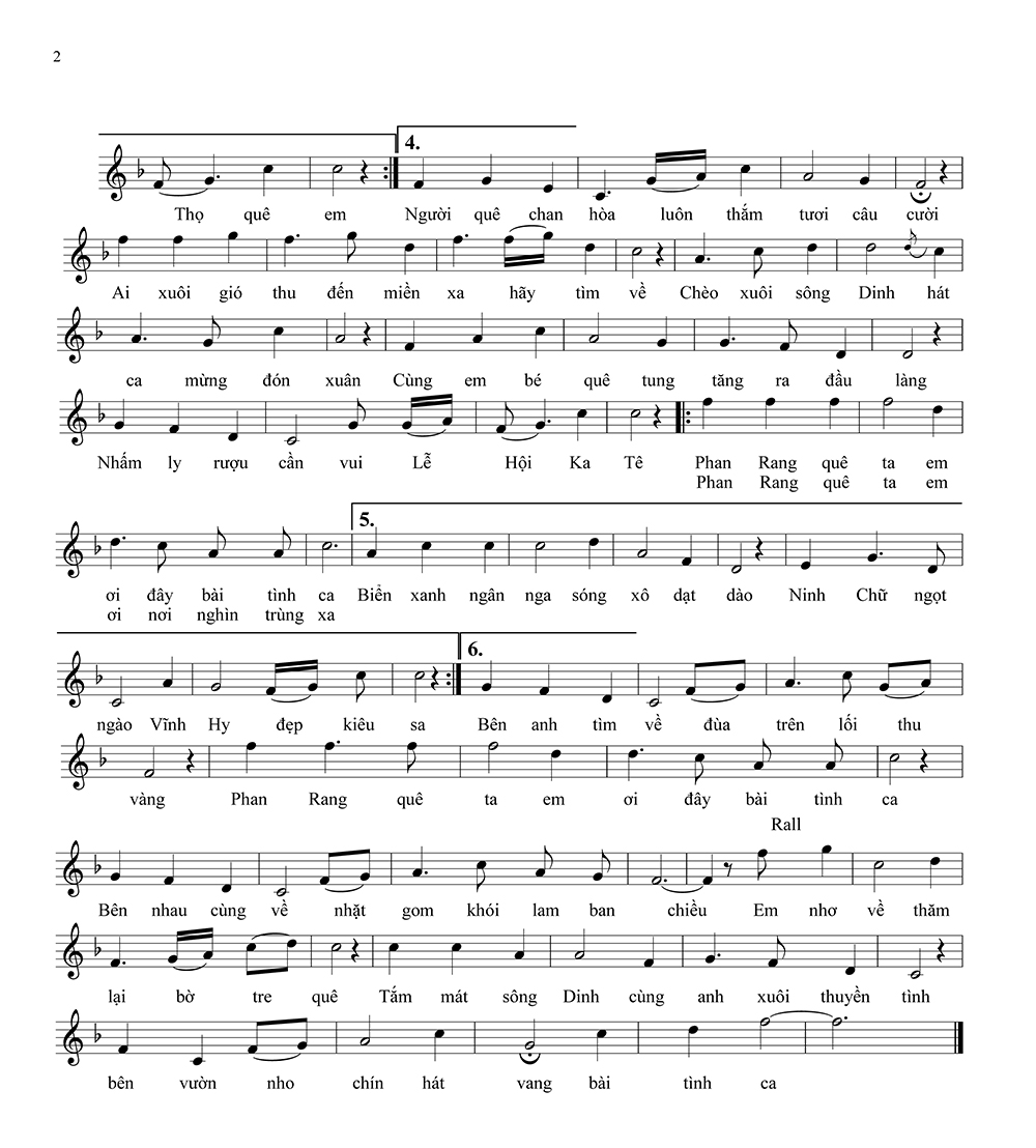Sheet nhạc Tình ca trên sông Dinh - Trang 2