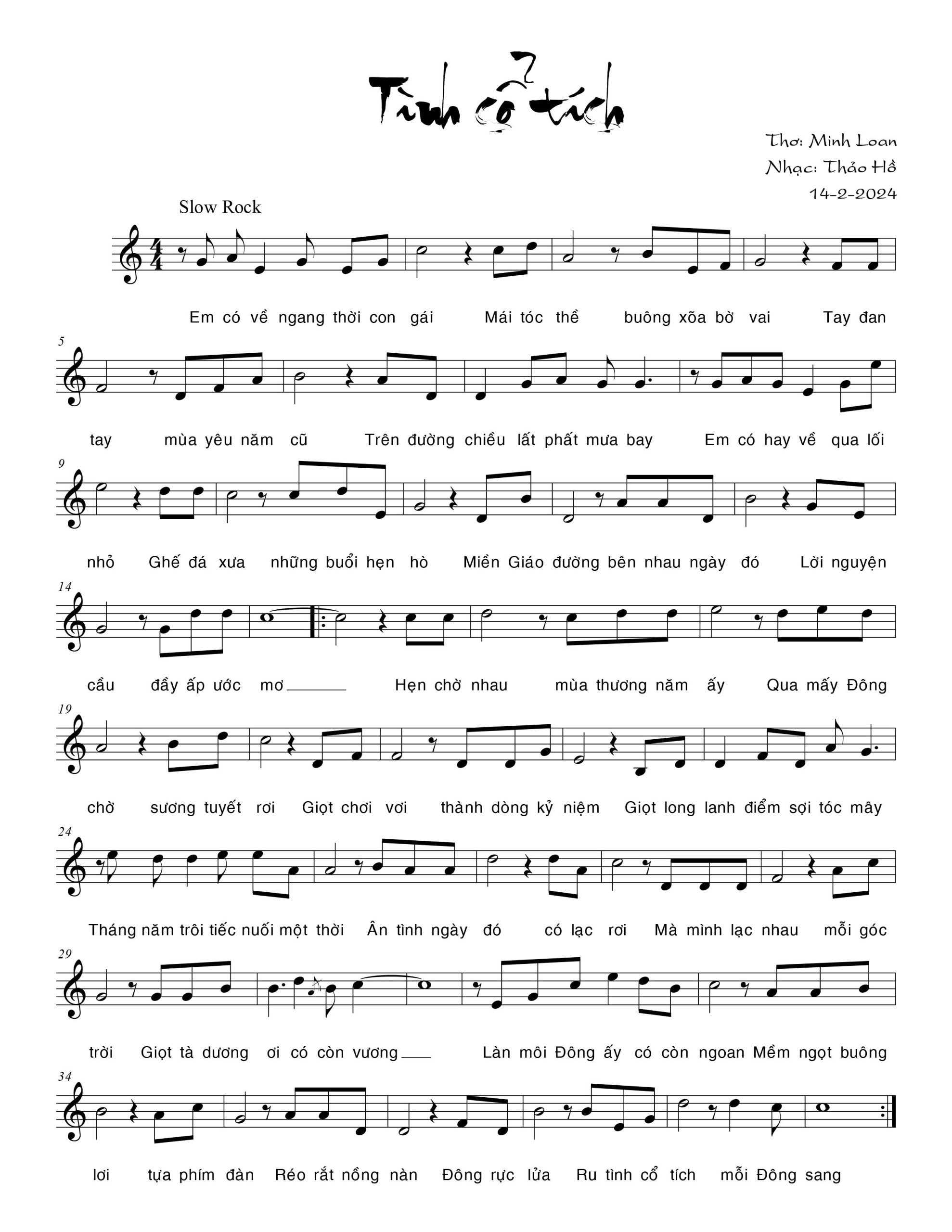 Sheet nhạc Tình cổ tích - Trang 1