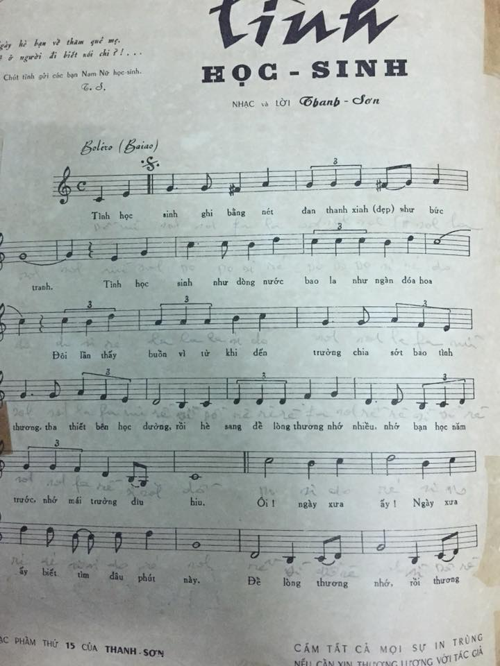 Sheet nhạc Tình học sinh - Trang 2