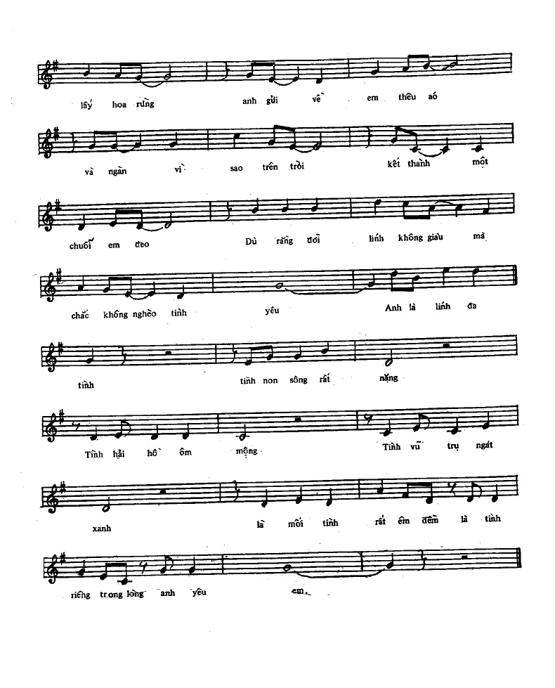 Sheet nhạc Tình lính - Trang 2