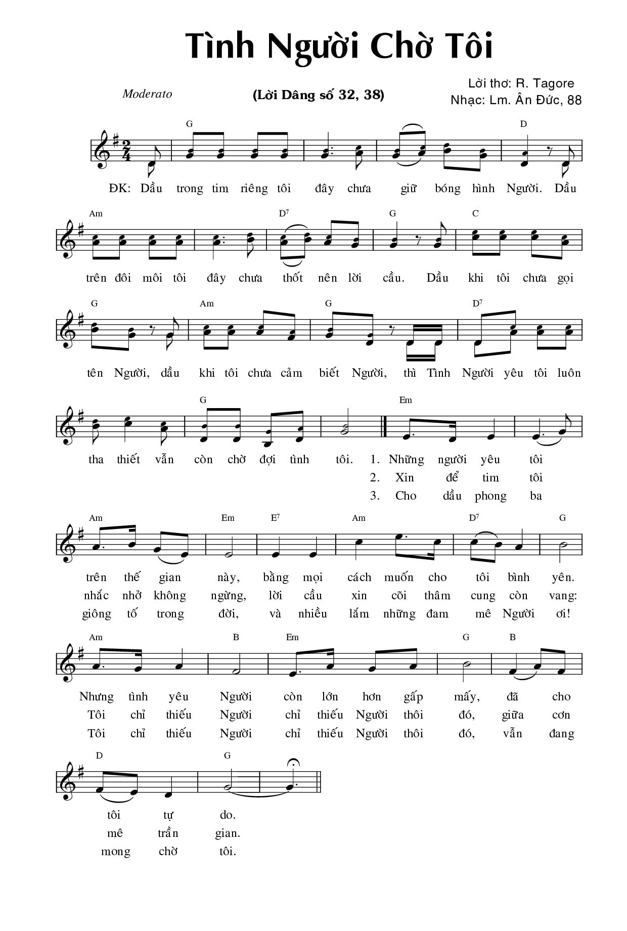 Sheet nhạc Tình Người chờ tôi - Trang 1