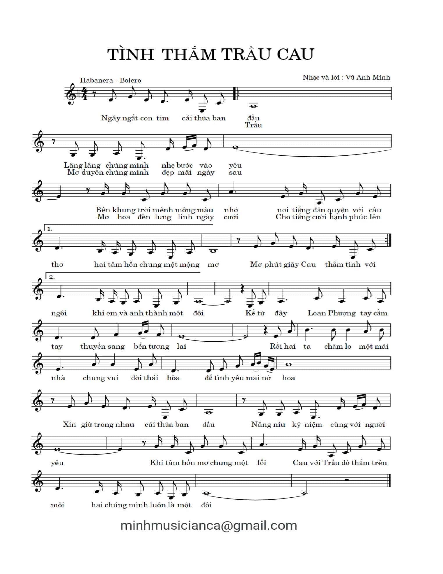 Sheet nhạc Tình thắm trầu cau - Trang 1