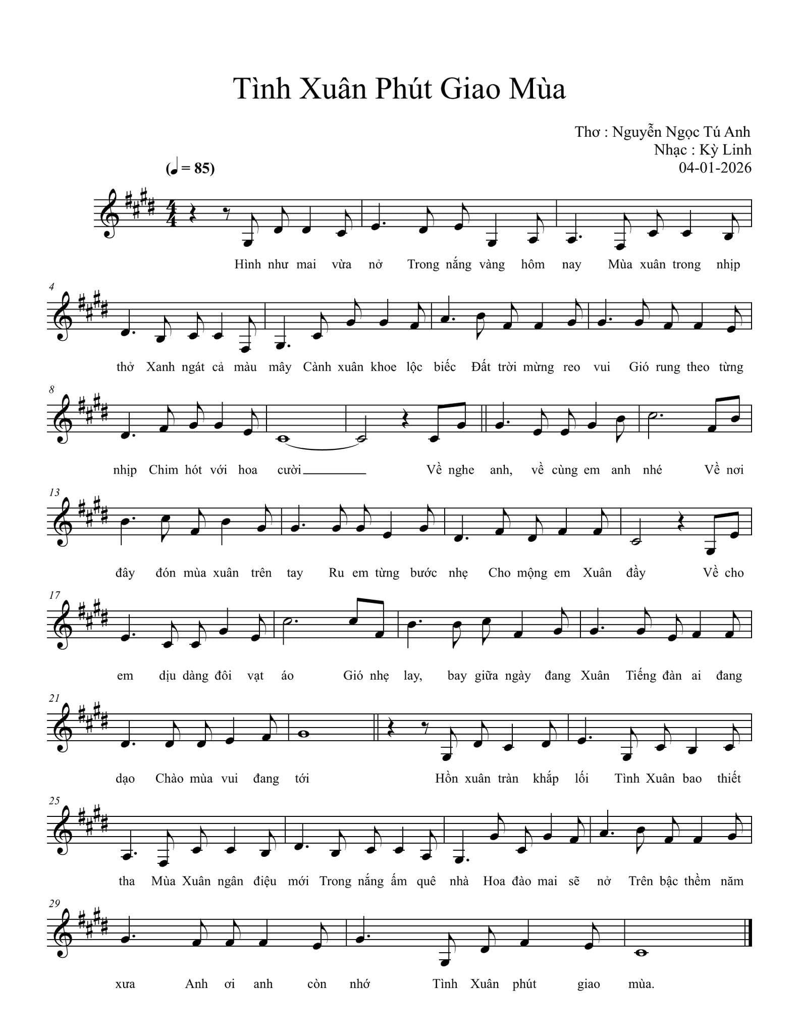 Sheet nhạc Tình xuân phút giao mùa - Trang 1