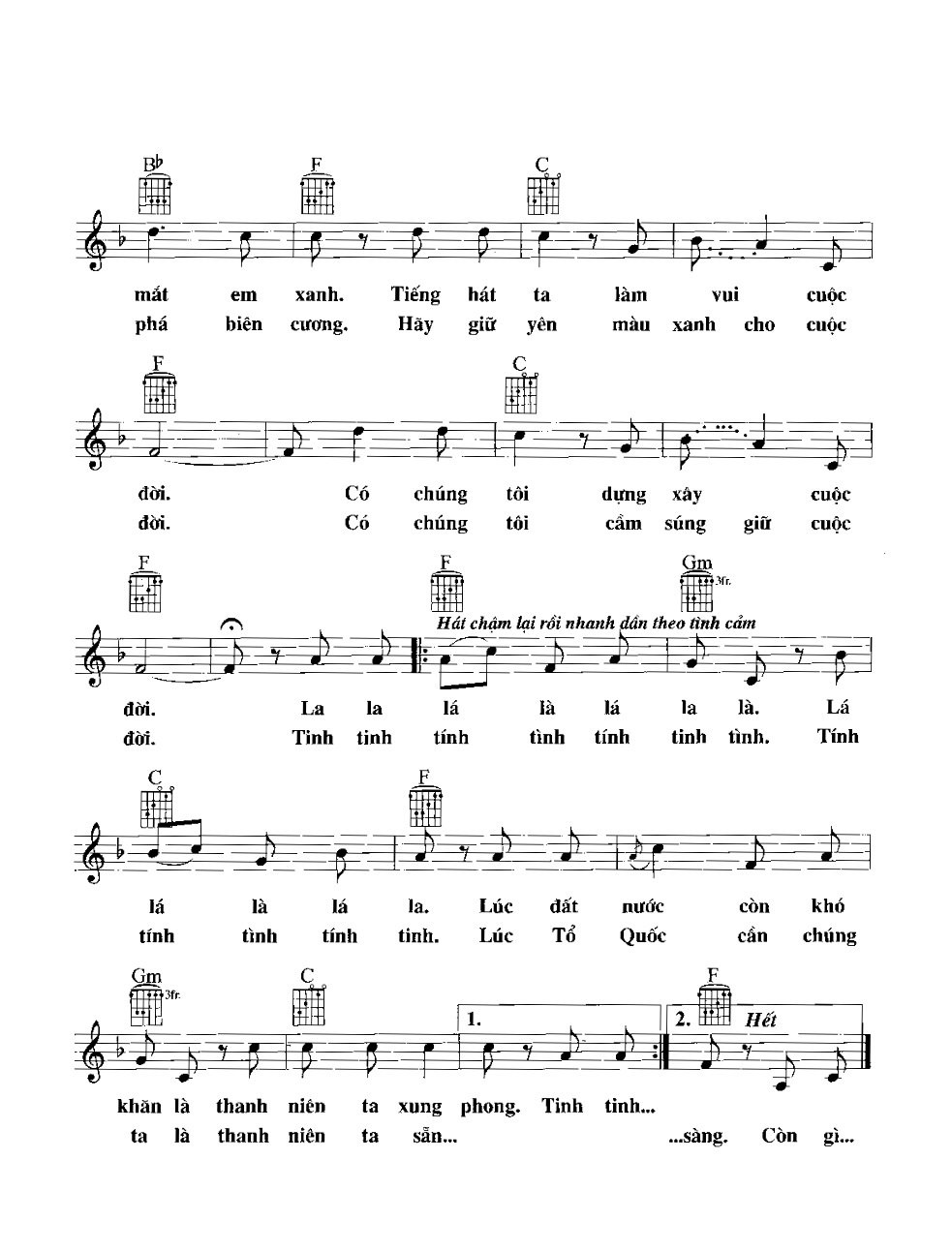 Sheet nhạc Tình ca tuổi trẻ - Trang 2