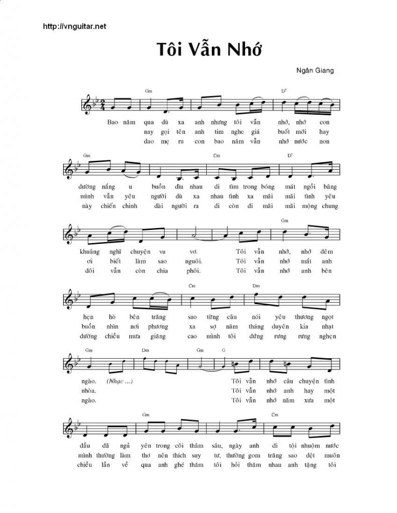 Sheet nhạc Tôi vẫn nhớ - Trang 5