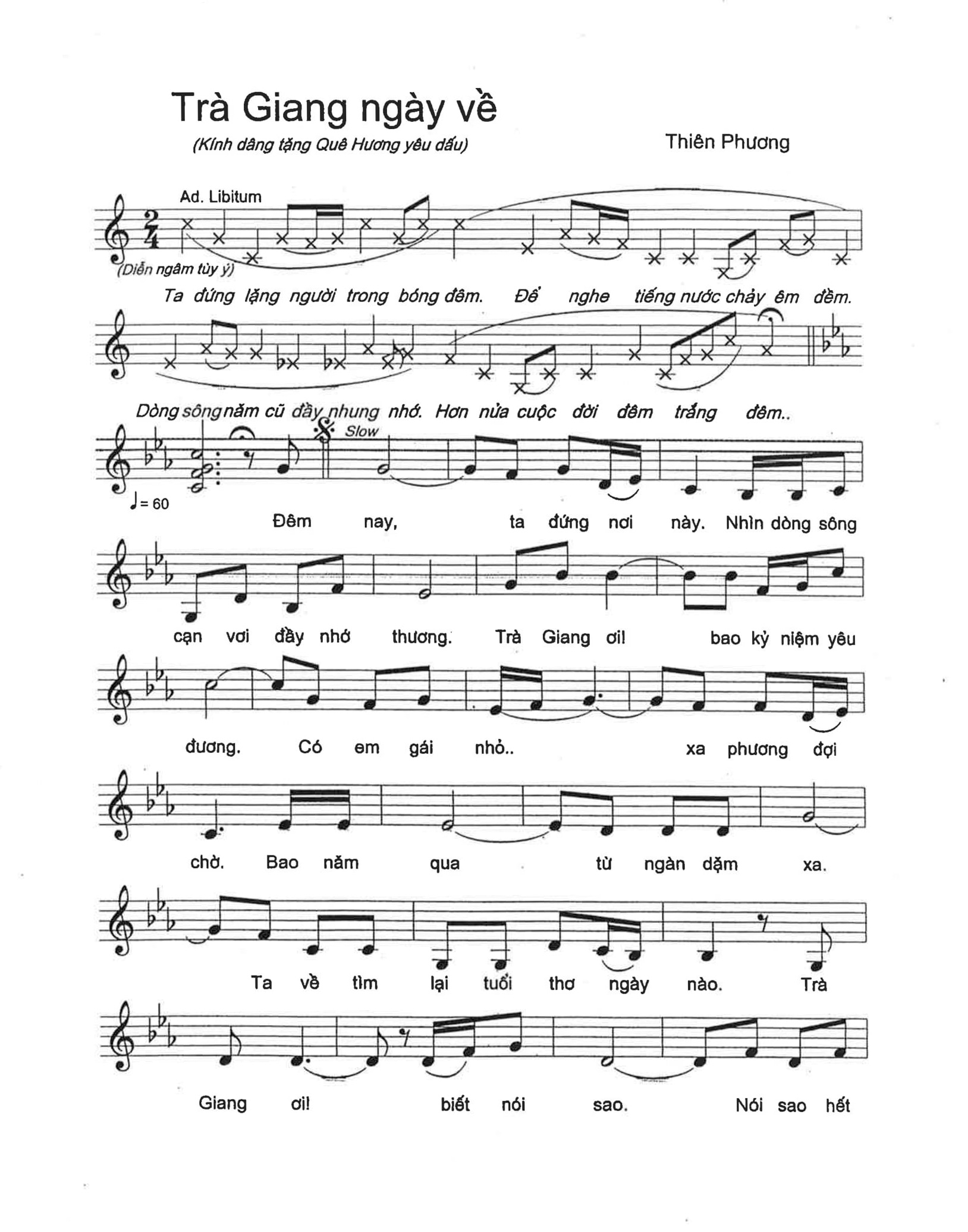 Sheet nhạc Trà Giang ngày về - Trang 1