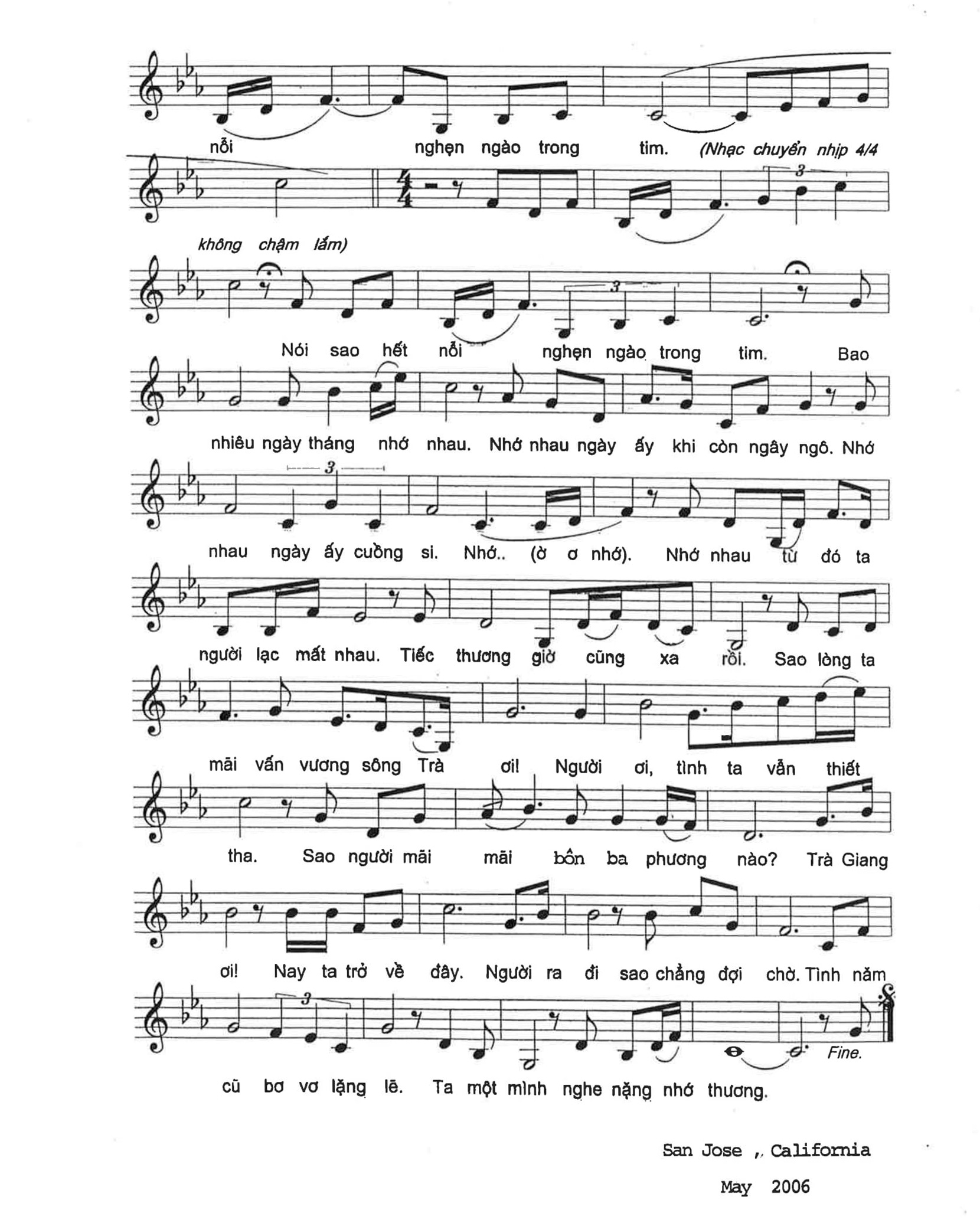 Sheet nhạc Trà Giang ngày về - Trang 2