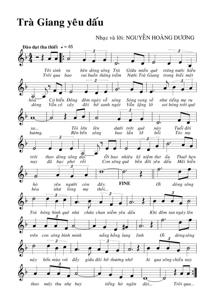 Sheet nhạc Trà Giang yêu dấu - Trang 1