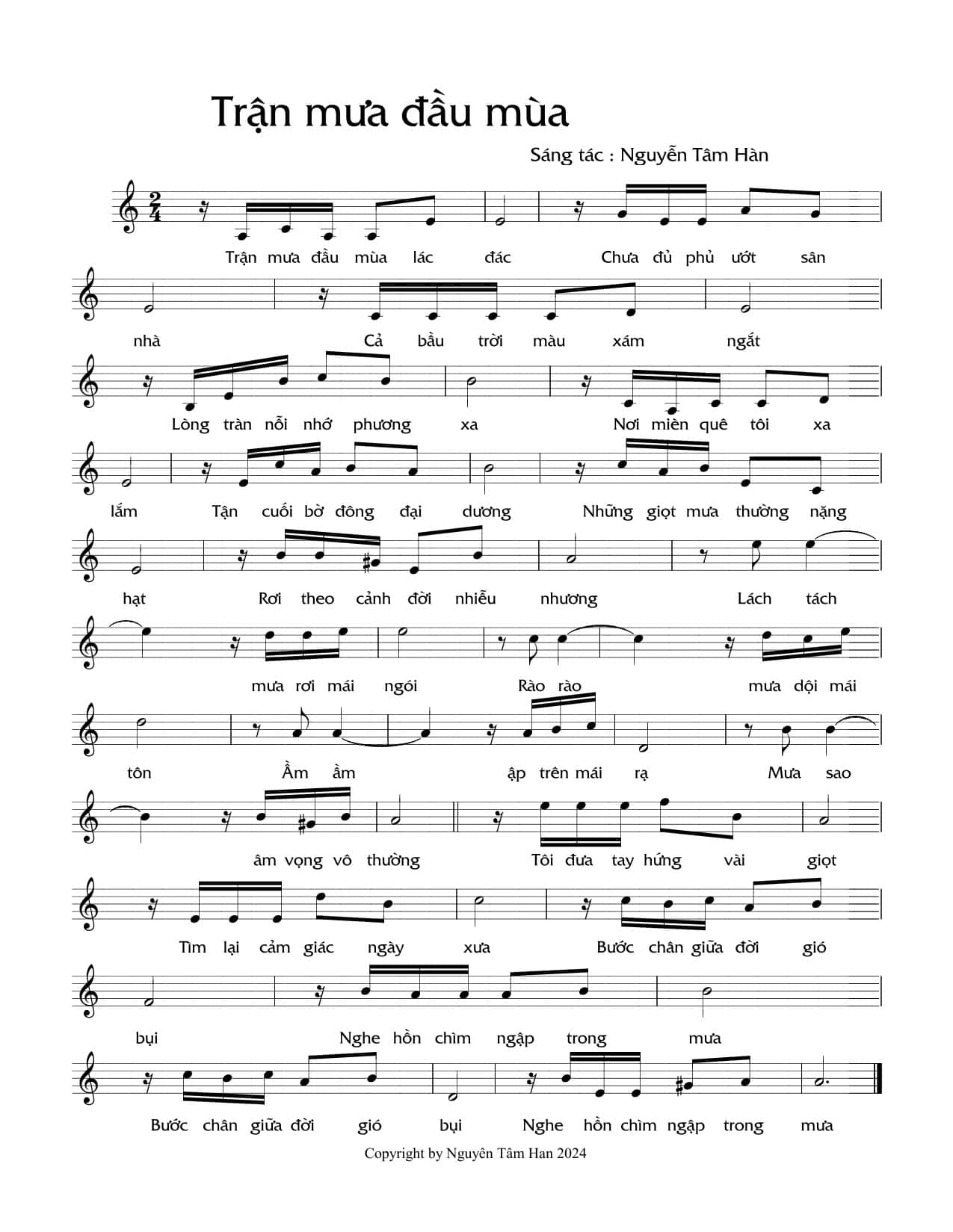 Sheet nhạc Trận mưa đầu mùa - Trang 1