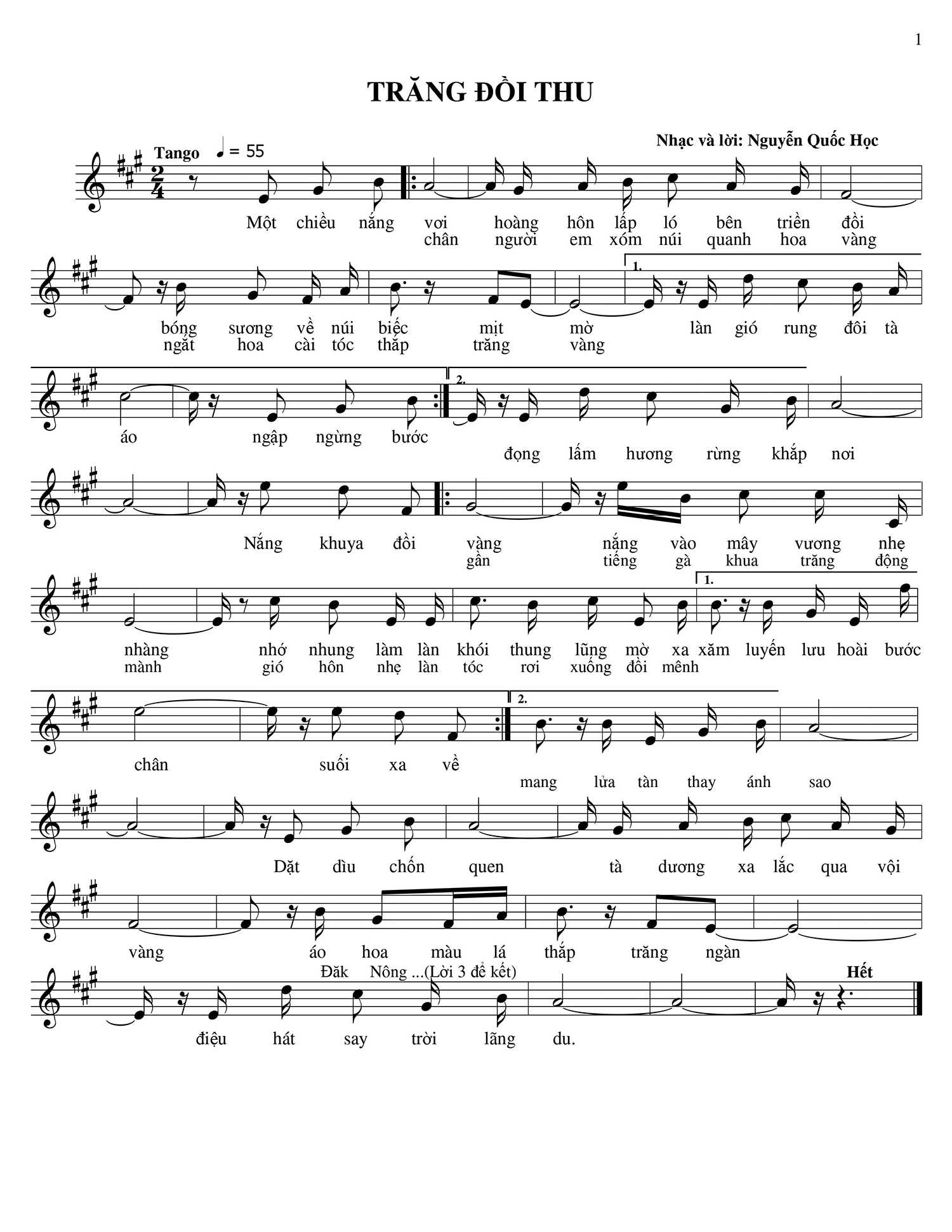 Sheet nhạc Trăng đồi thu - Trang 1