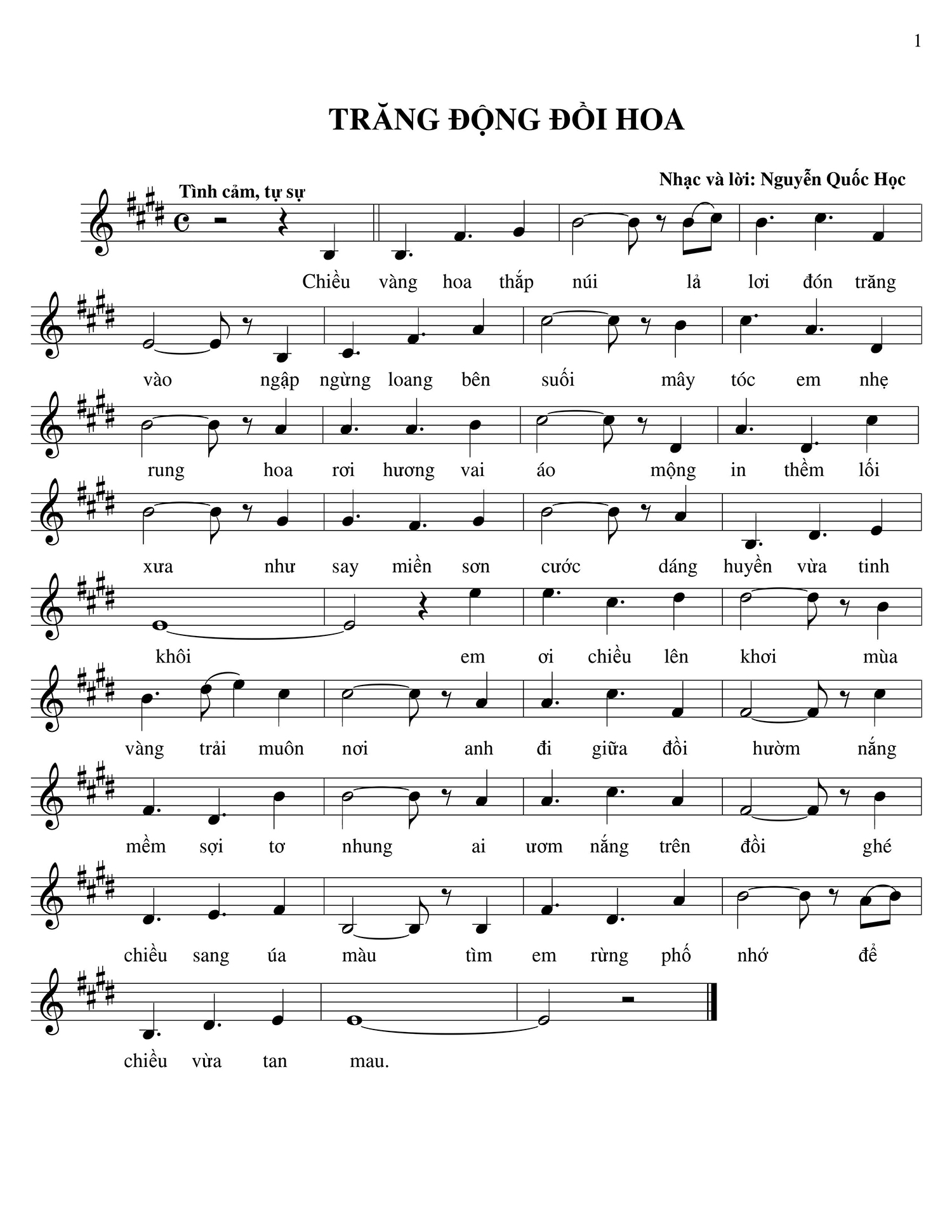 Sheet nhạc Trăng động đồi hoa - Trang 1