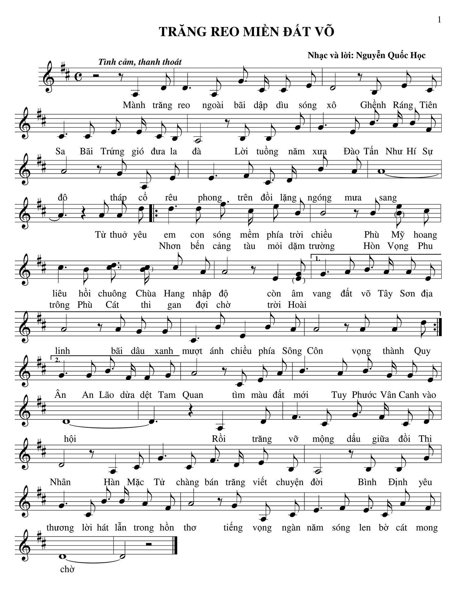 Sheet nhạc Trăng reo miền đất võ - Trang 1