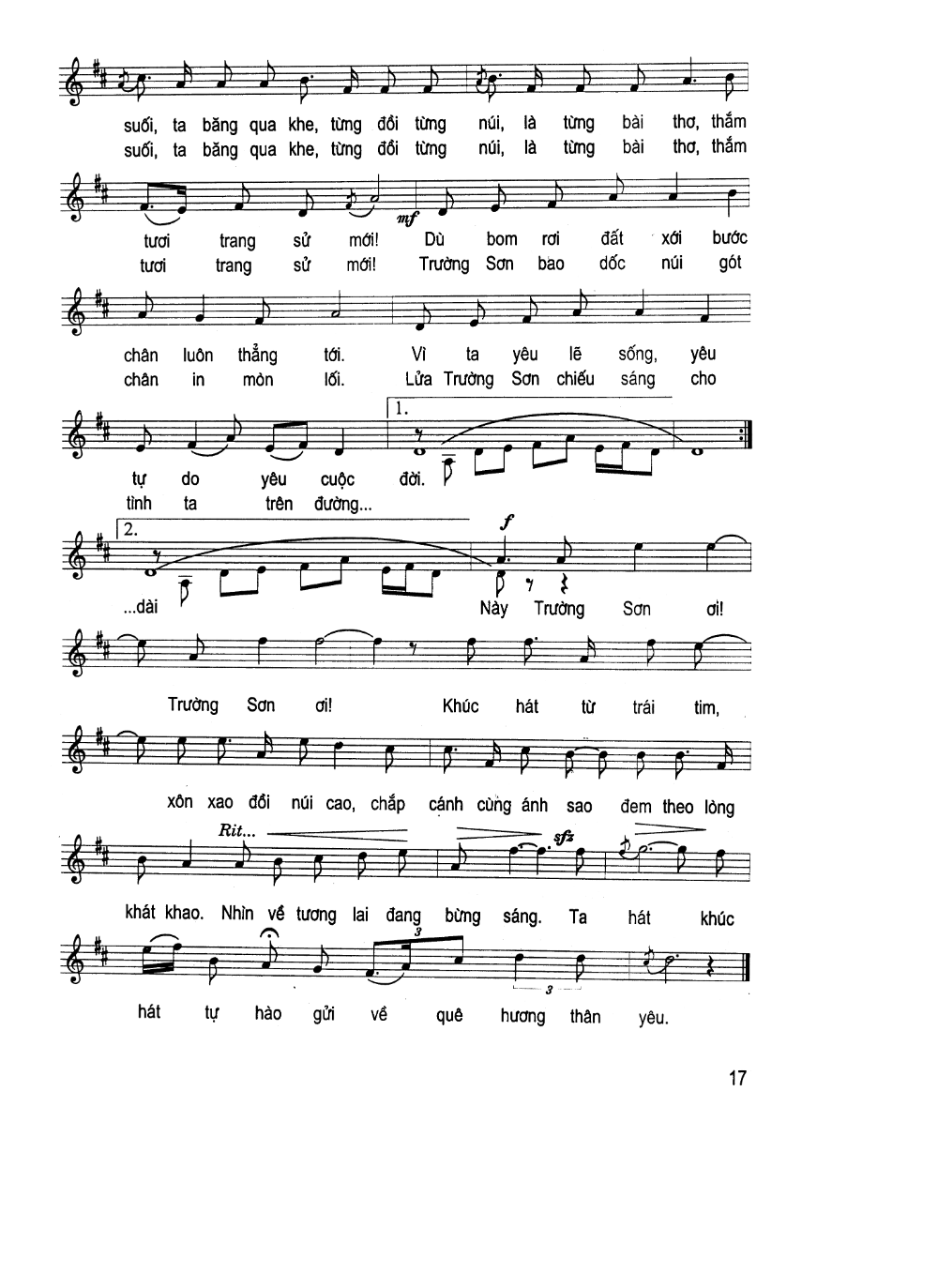 Sheet nhạc Trên đỉnh Trường Sơn ta hát - Trang 2