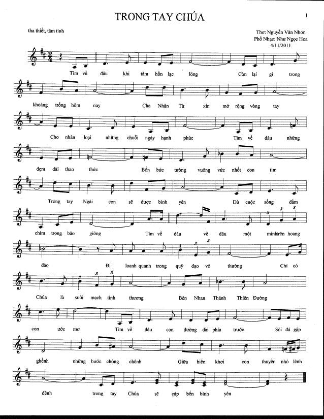 Sheet nhạc Trong tay Chúa - Trang 1