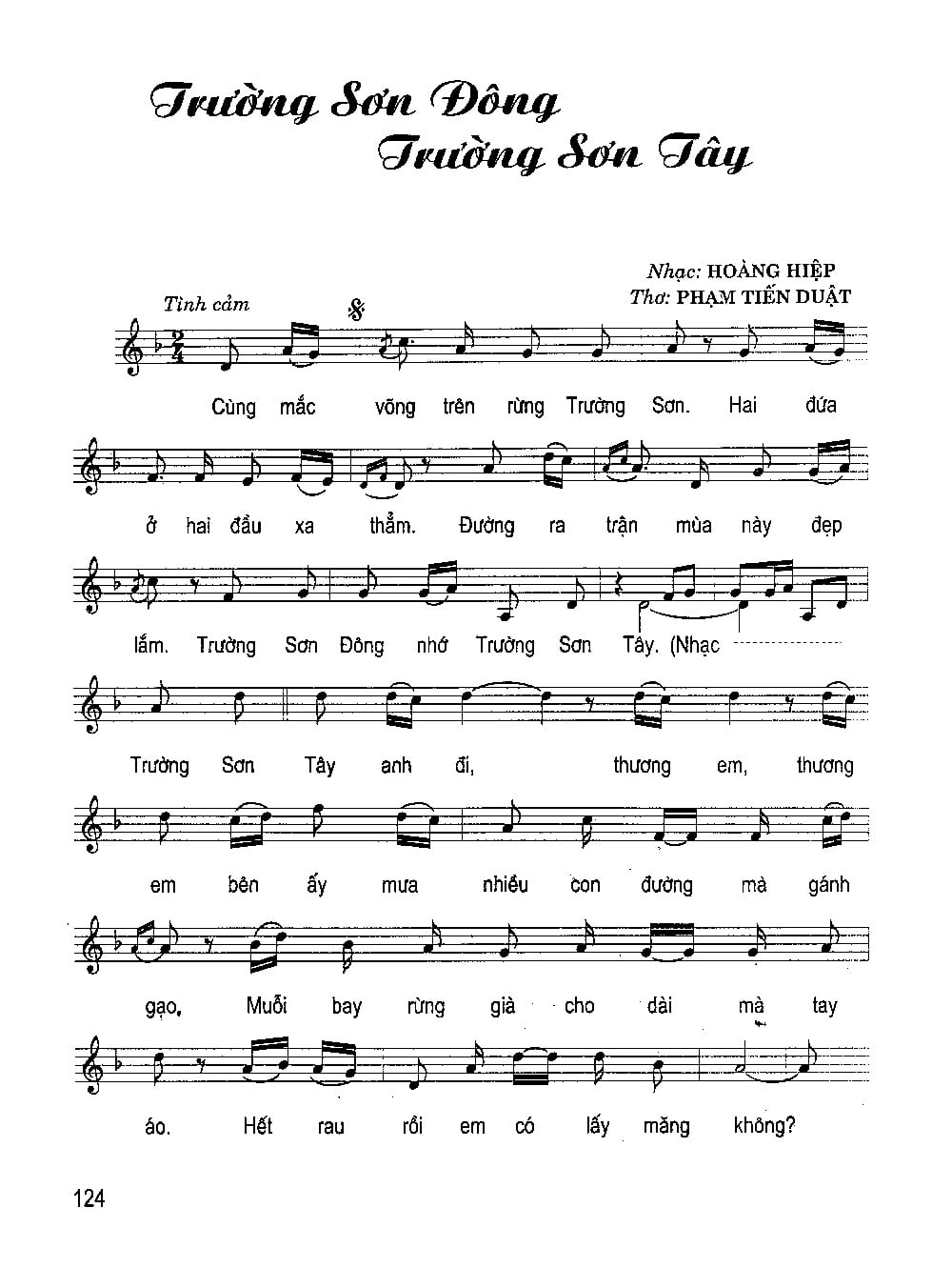 Sheet nhạc Trường Sơn Đông Trường Sơn Tây - Trang 1