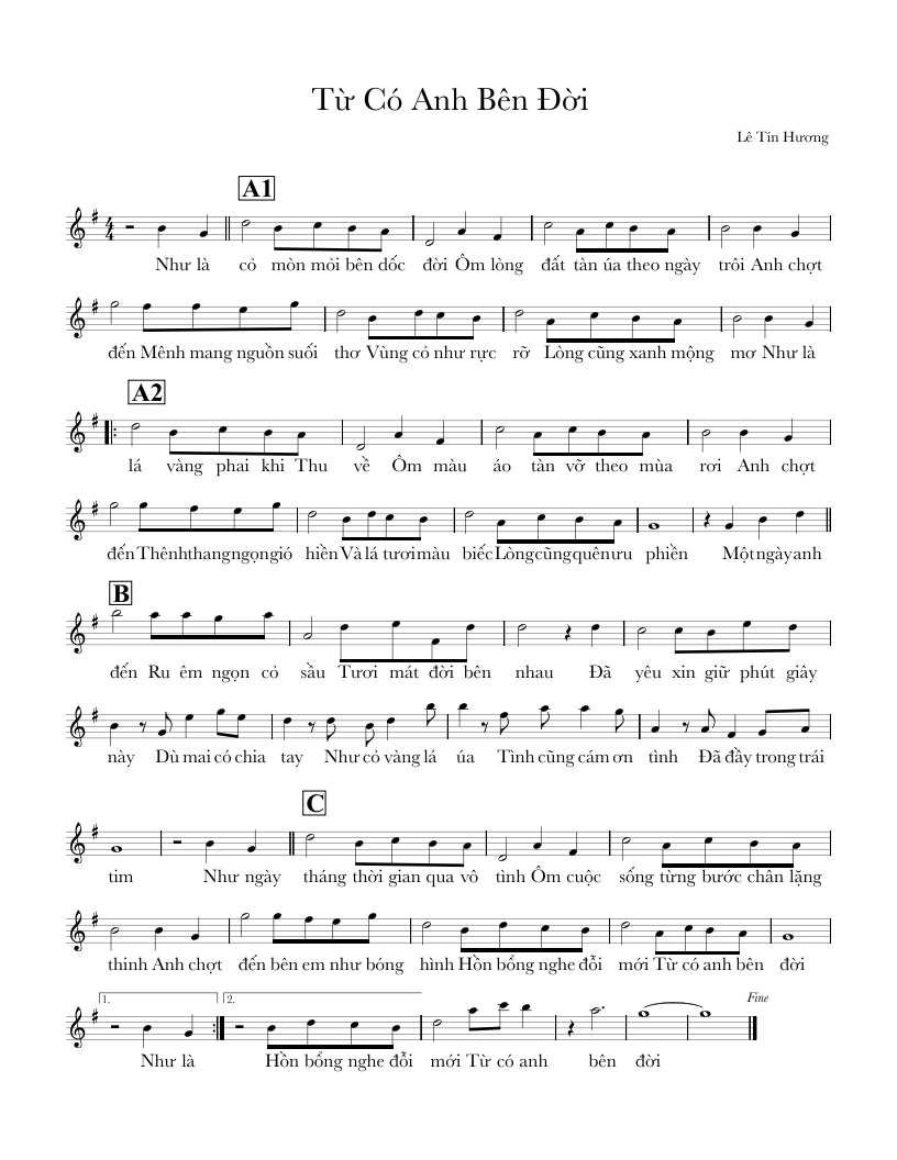 Sheet nhạc Từ có anh bên đời - Trang 1