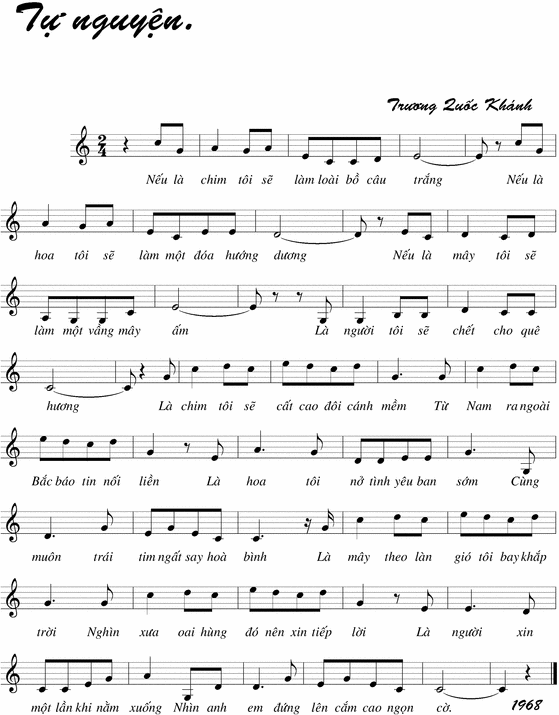 Sheet nhạc Tự nguyện - Trang 1