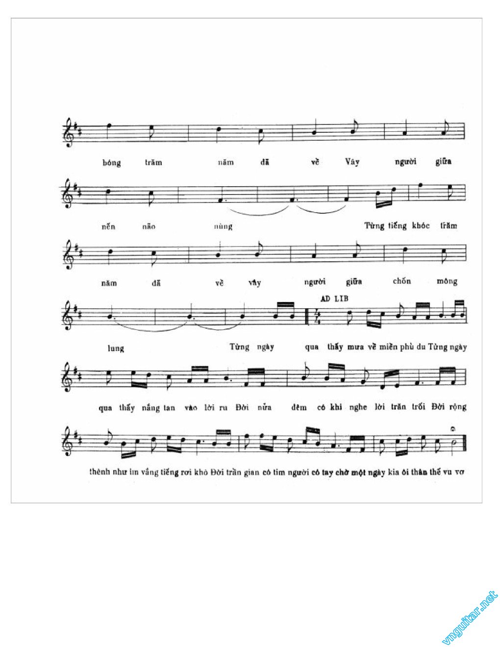 Sheet nhạc Từng ngày qua - Trang 2