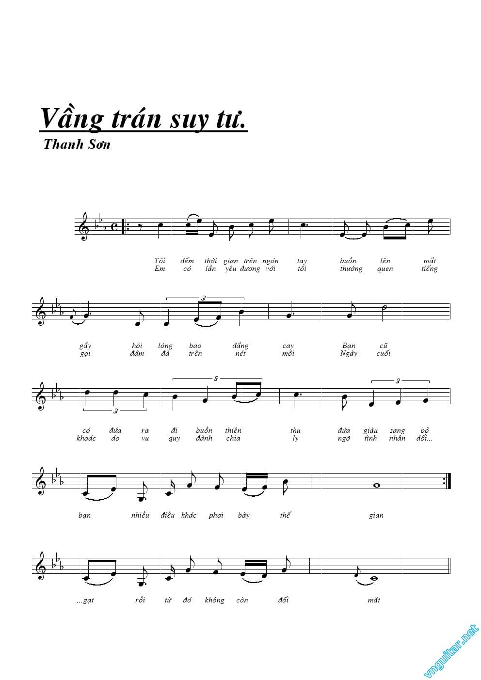 Sheet nhạc Vầng trán suy tư - Trang 1