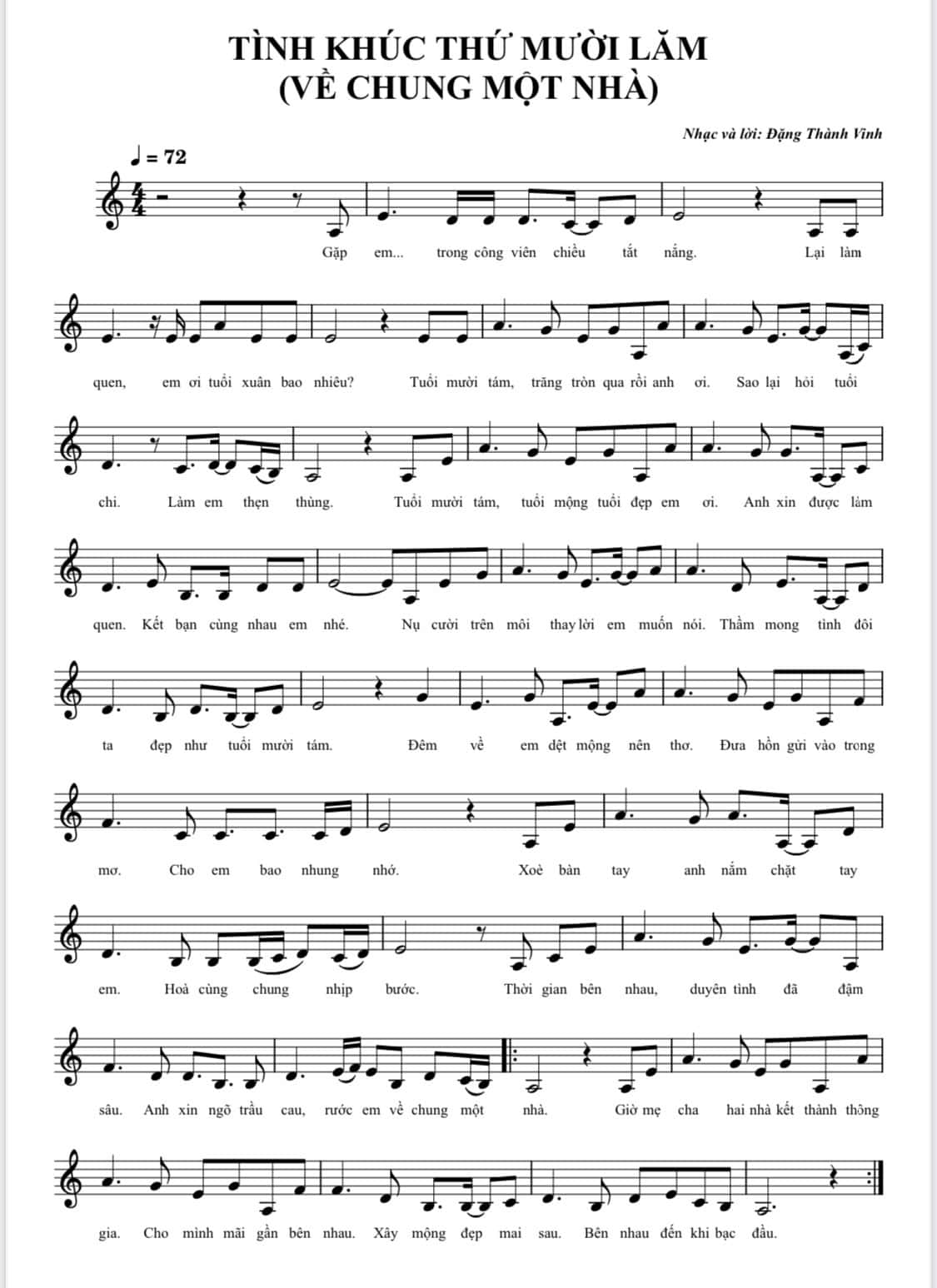 Sheet nhạc Về chung một nhà - Trang 1