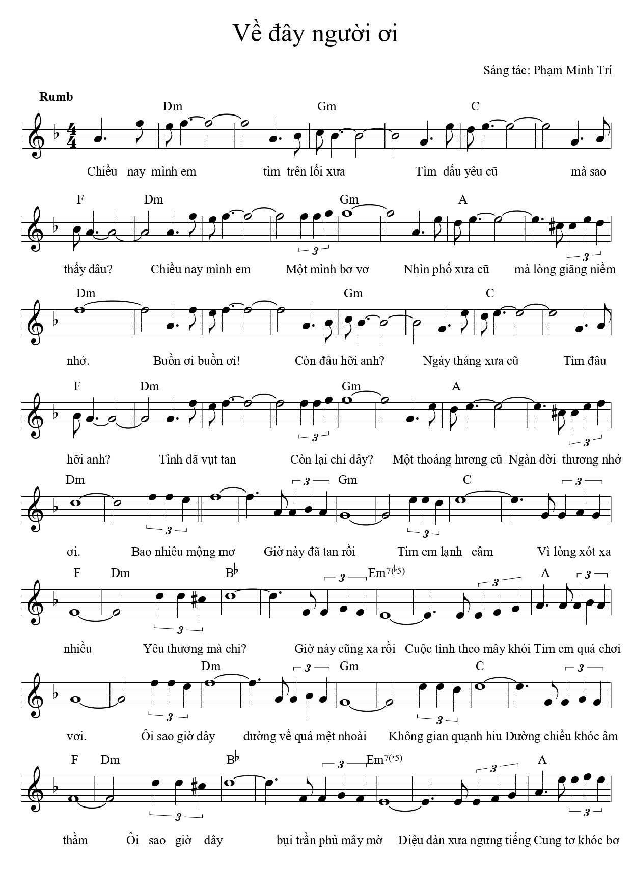 Sheet nhạc Về đây người ơi - Trang 1