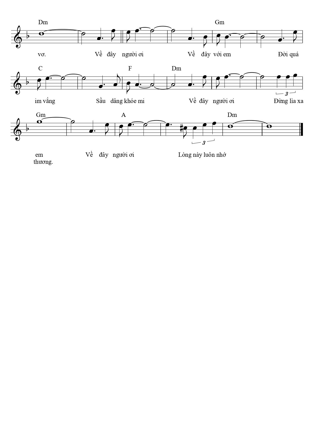 Sheet nhạc Về đây người ơi - Trang 2
