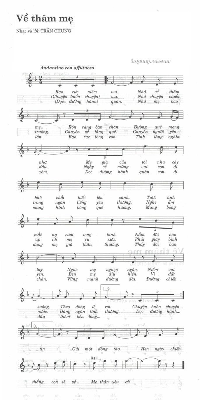 Về thăm mẹ Sheet Nhạc