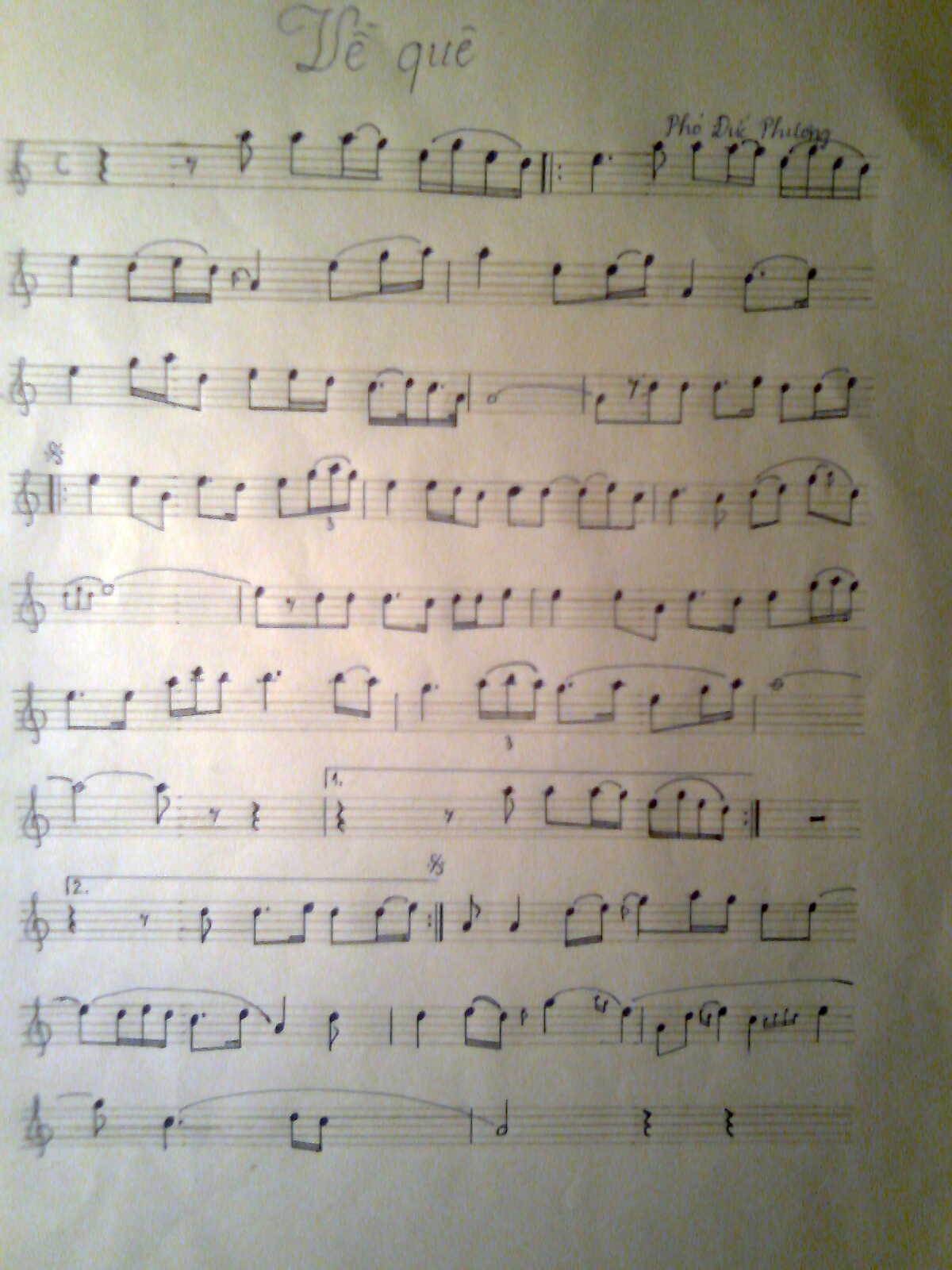 Sheet nhạc Về quê - Trang 1